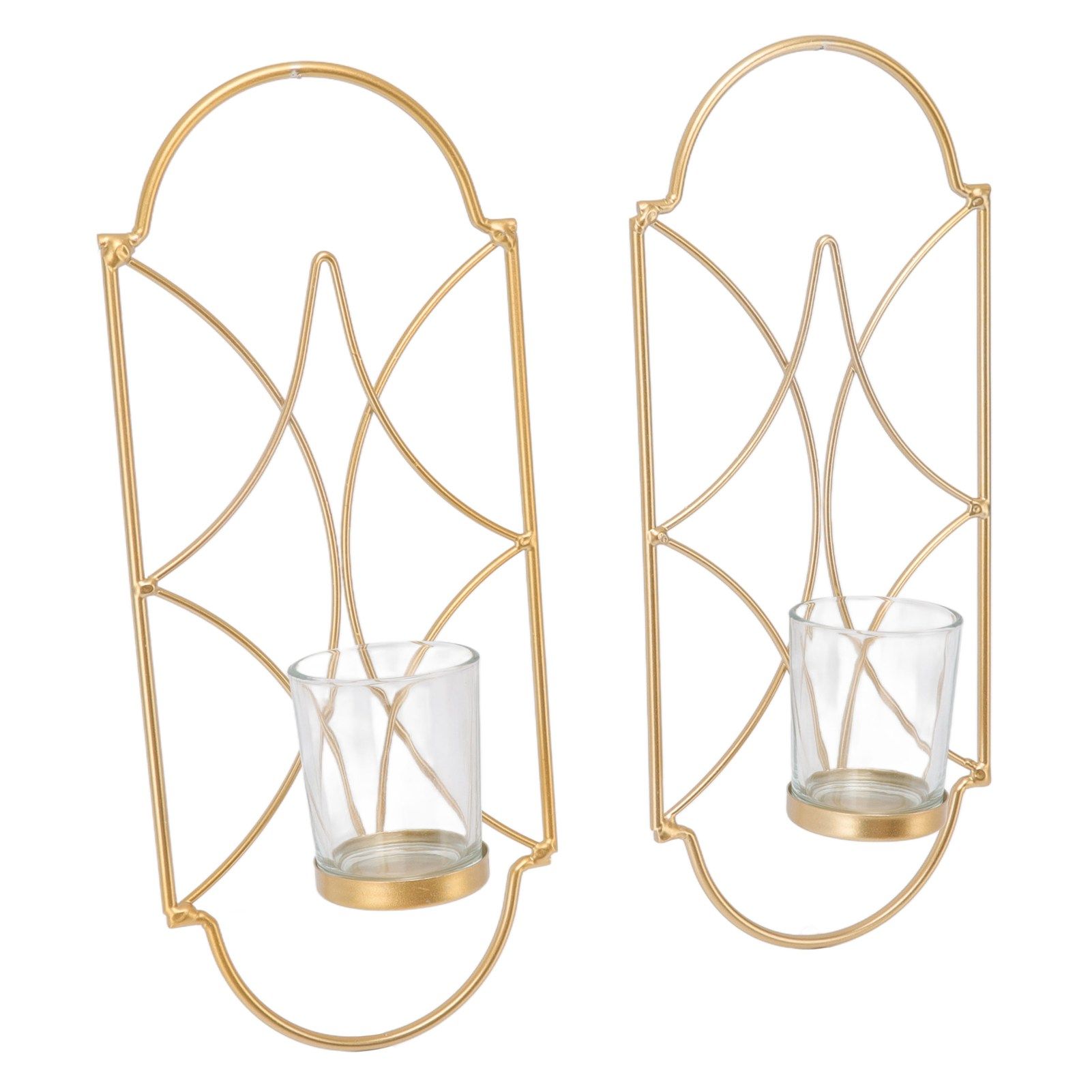 2Pcs Wall Mounted Candle Holder Iron Glass Sconces Decoration Accessories for view 8