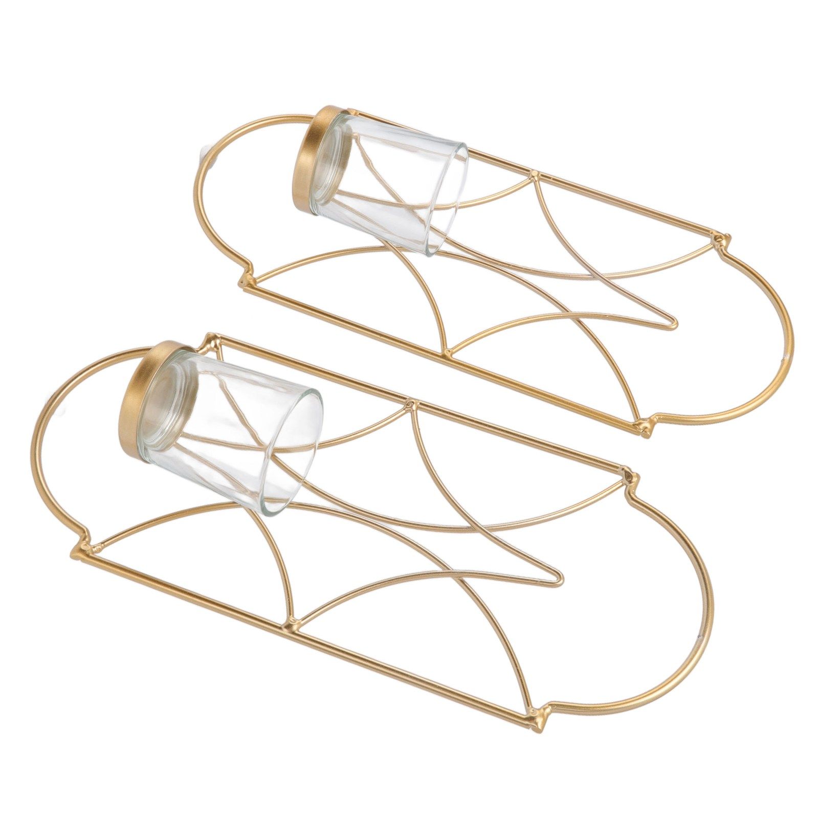 2Pcs Wall Mounted Candle Holder Iron Glass Sconces Decoration Accessories for view 9