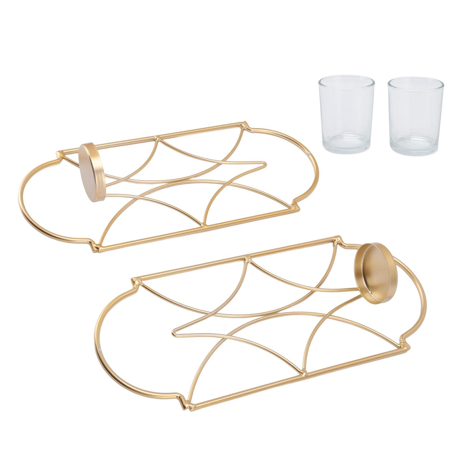 2Pcs Wall Mounted Candle Holder Iron Glass Sconces Decoration Accessories for view 10