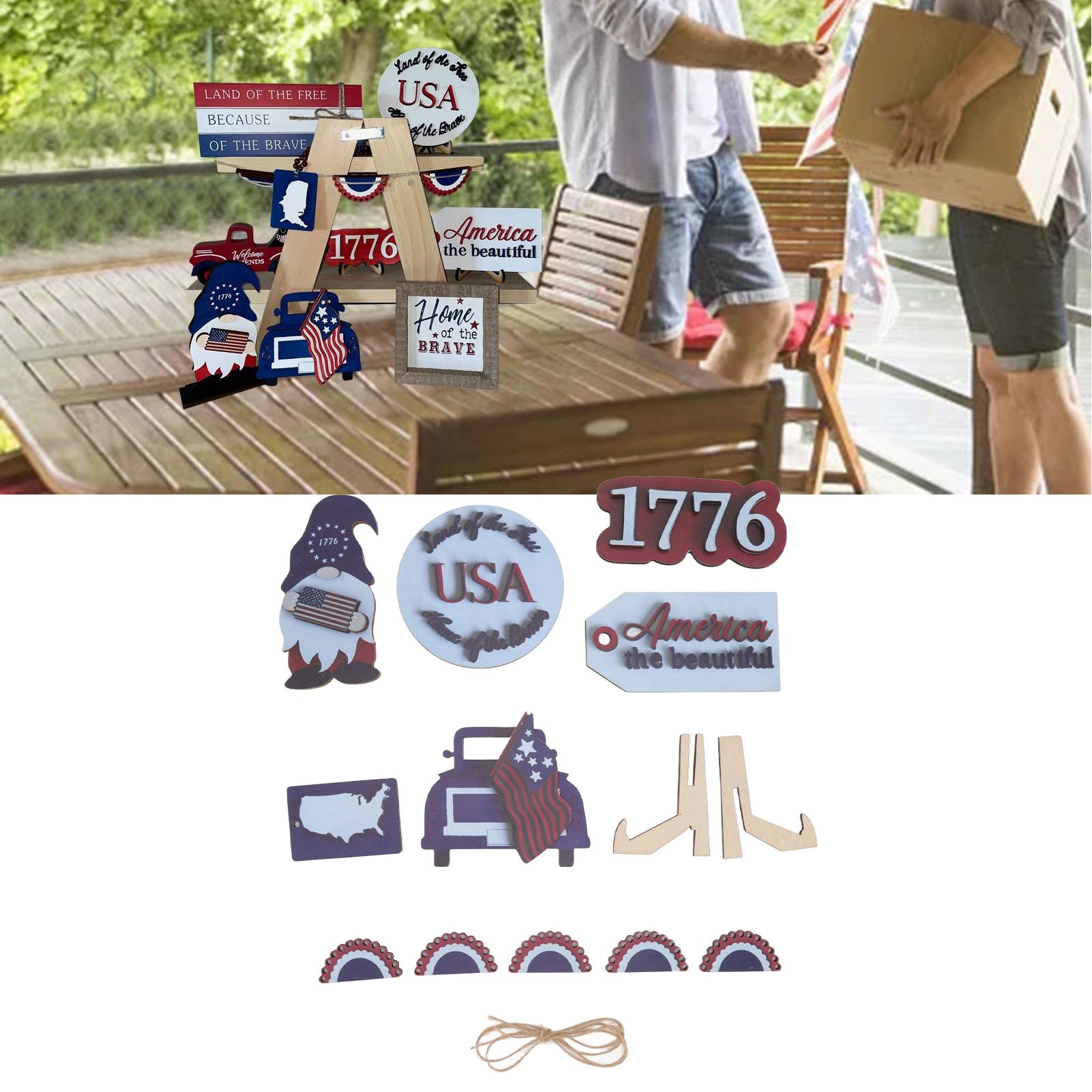 Independence Day Wooden Decoration Beautifully Designed Vibrant Colour Sturdy view 9