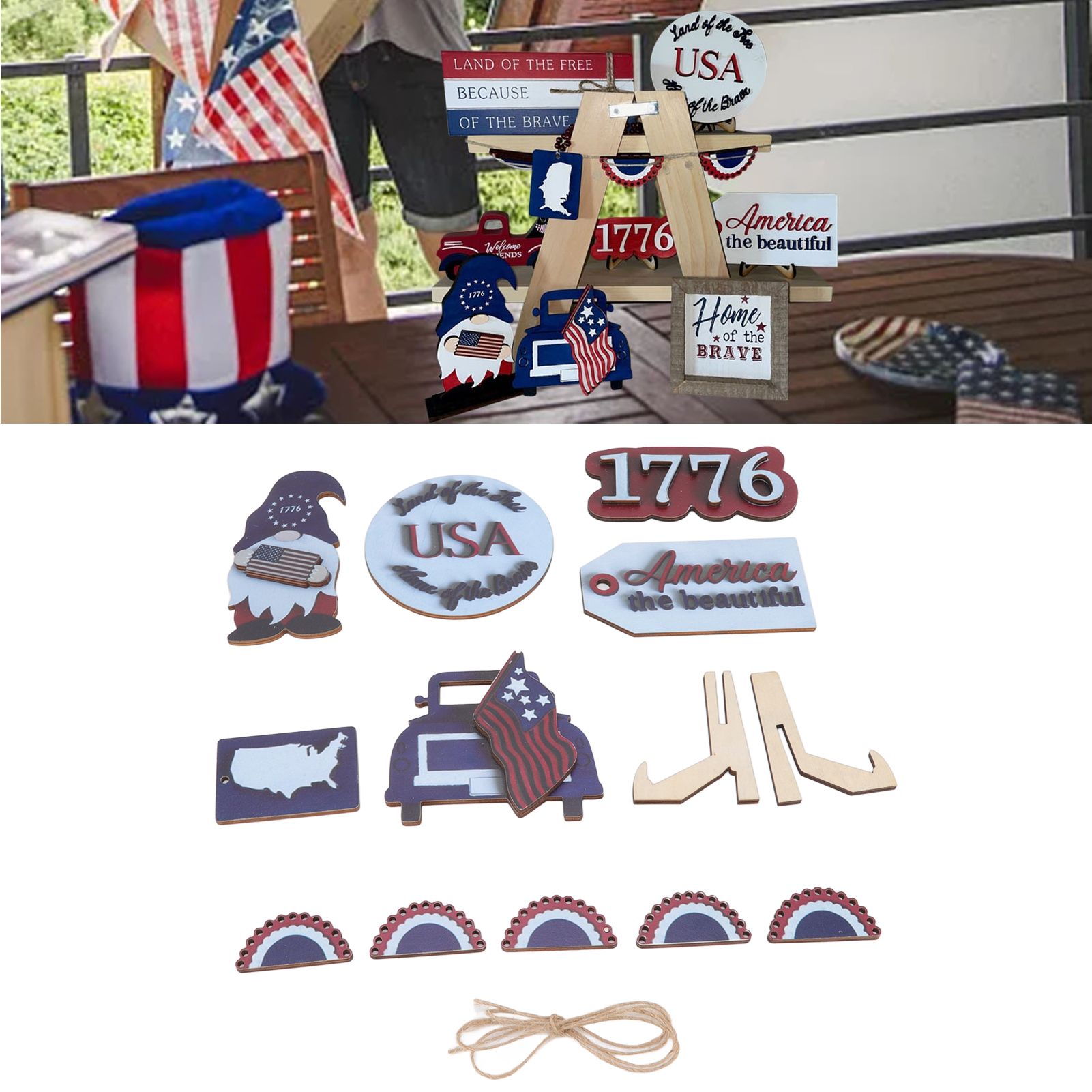 Independence Day Wooden Decoration Beautifully Designed Vibrant Colour Sturdy view 10