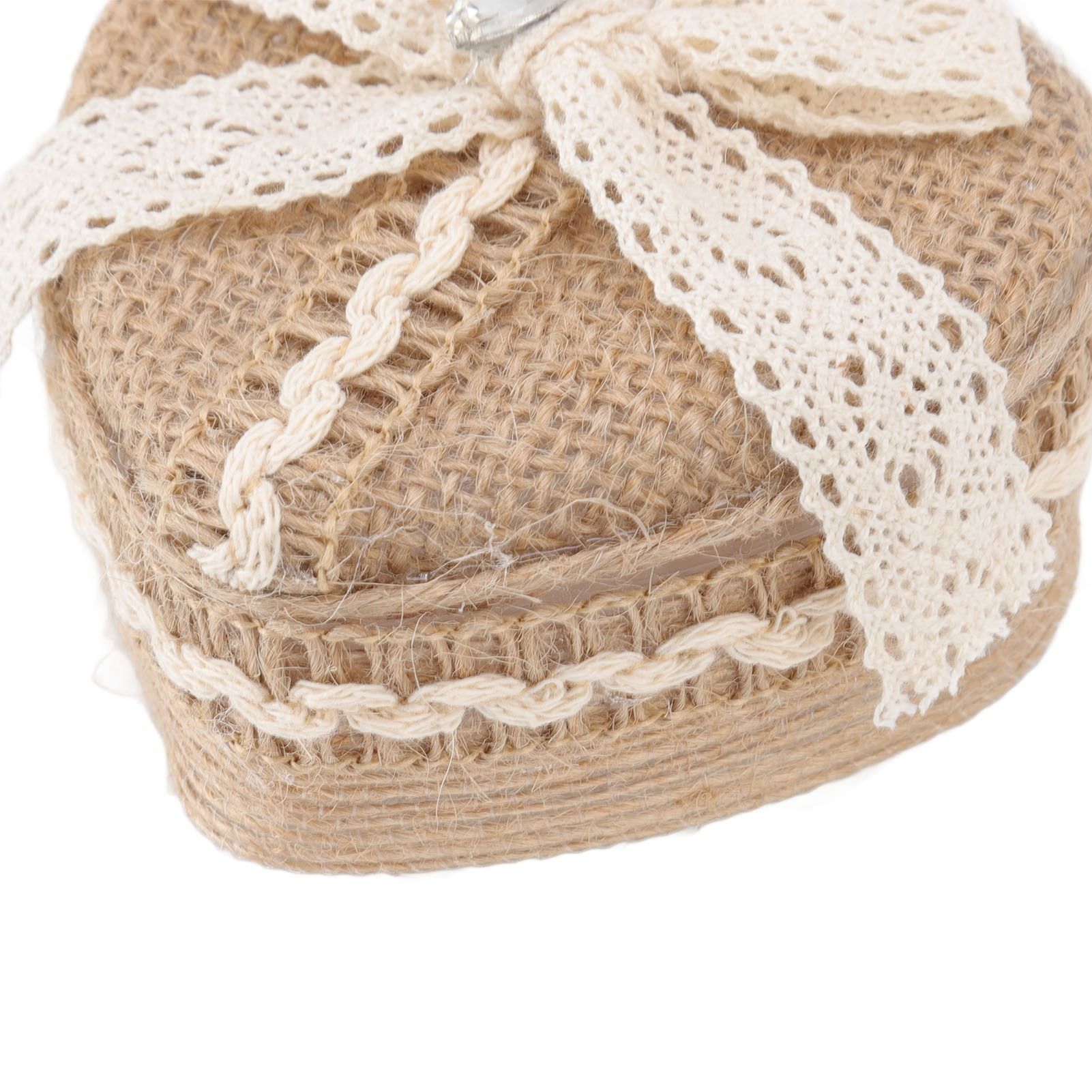Heart Shaped Ring Gift Box Linen Trim Knitted Sweet Decoration for Jewelry view 13