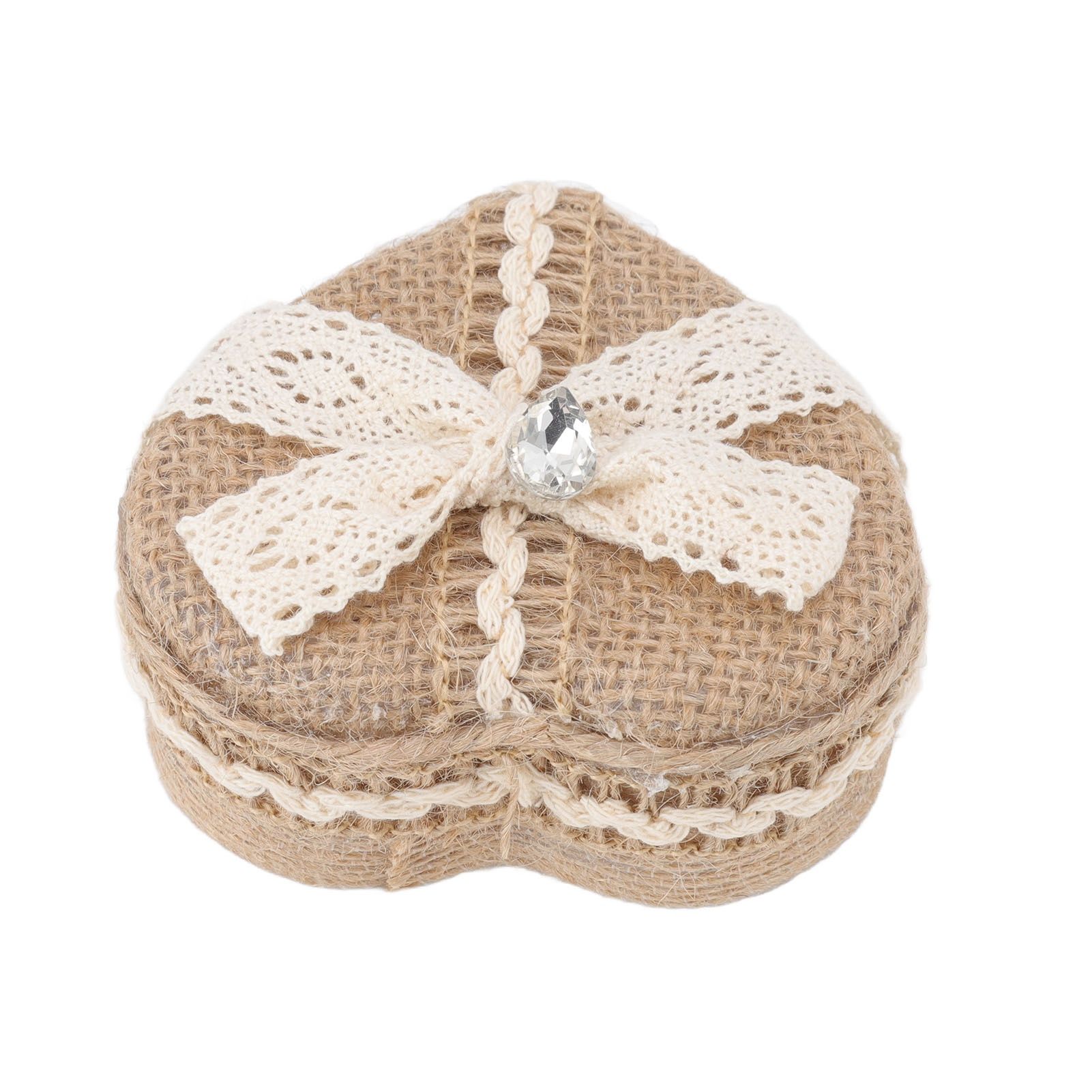 Heart Shaped Ring Gift Box Linen Trim Knitted Sweet Decoration for Jewelry view 15