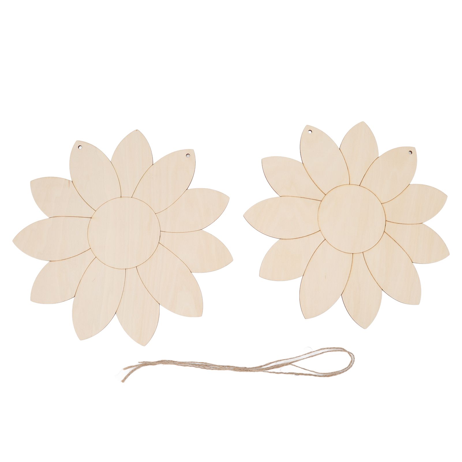 2pcs Wooden Flower Cutouts DIY Lotus Shape Unfinished Wooden Cutouts Home view 2