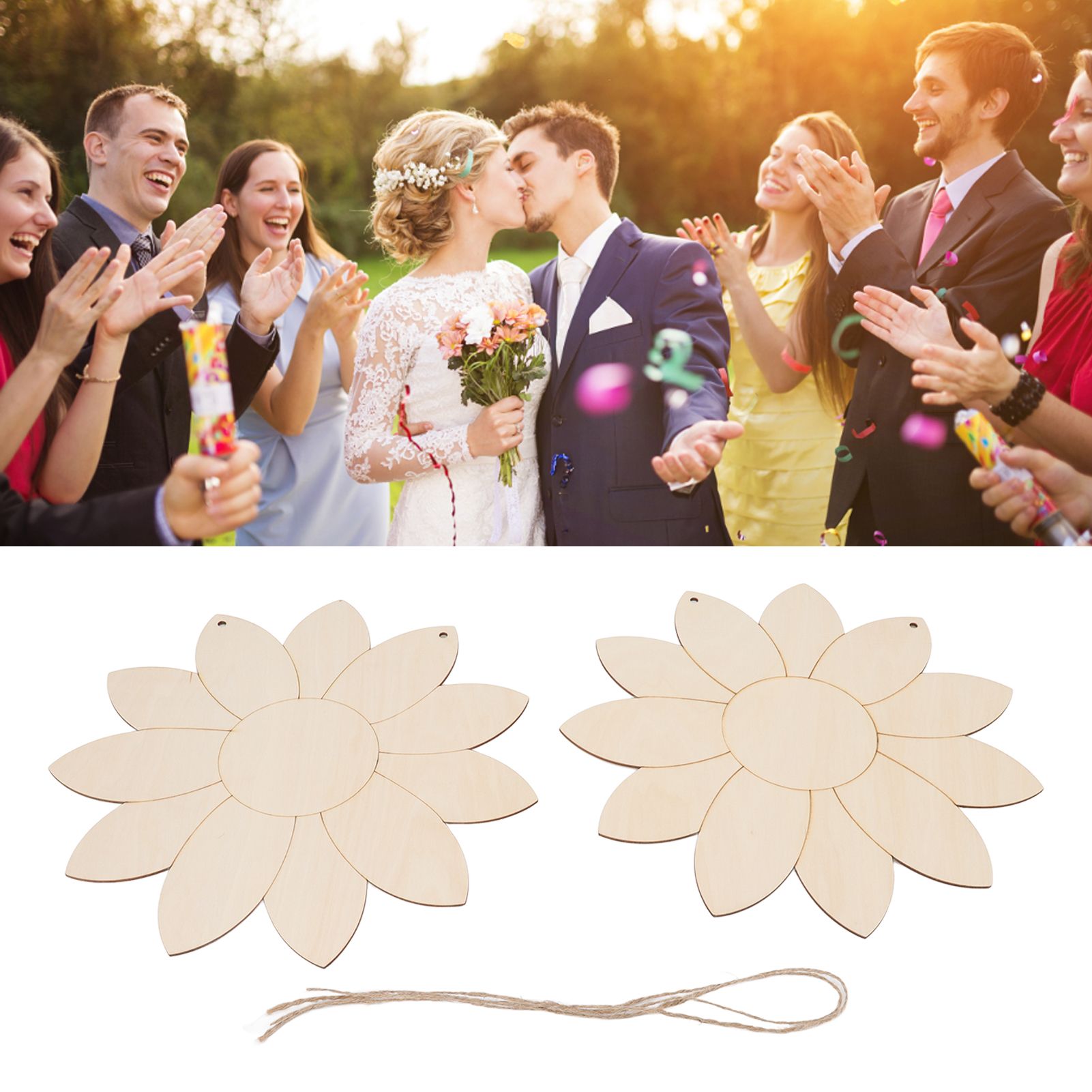 2pcs Wooden Flower Cutouts DIY Lotus Shape Unfinished Wooden Cutouts Home view 11