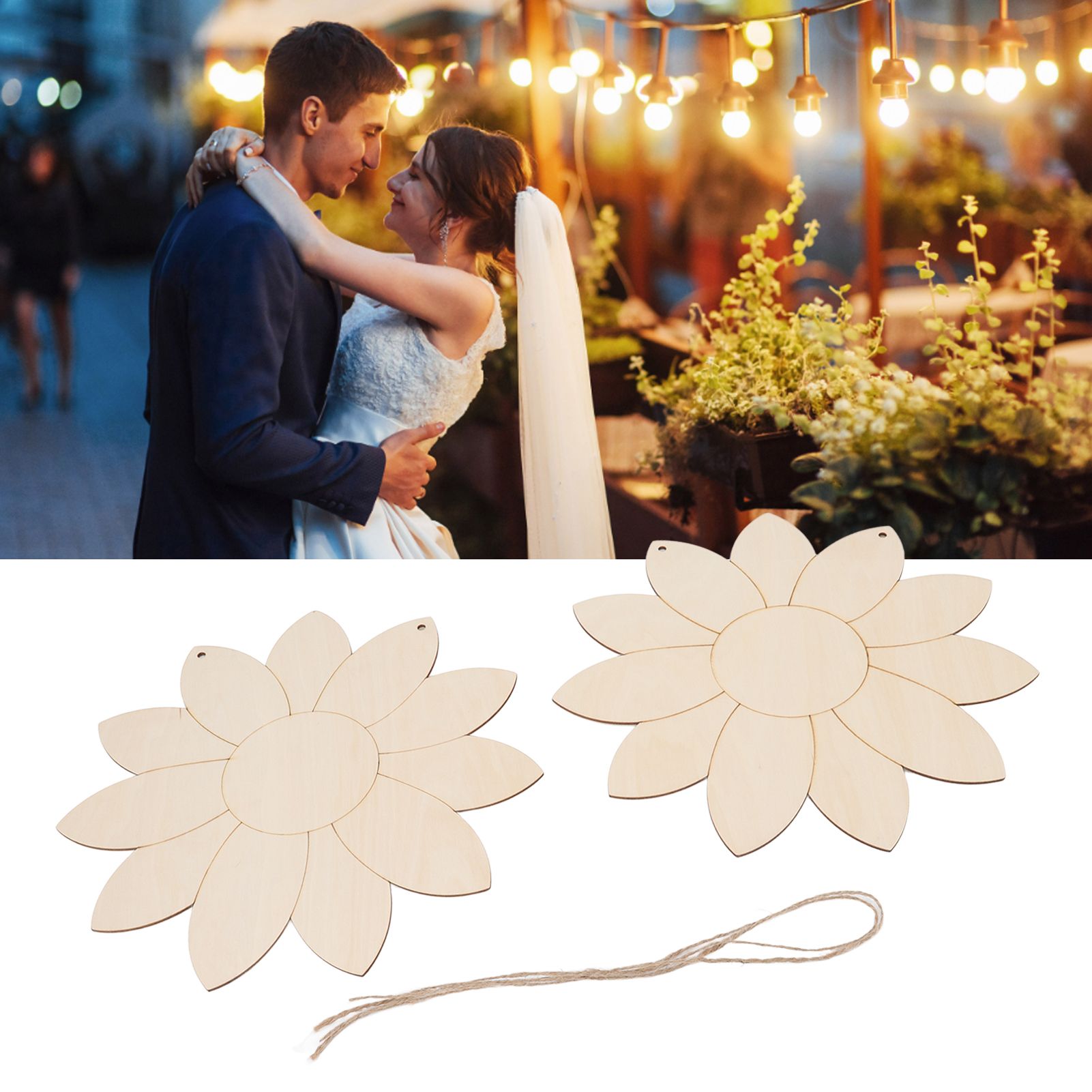 2pcs Wooden Flower Cutouts DIY Lotus Shape Unfinished Wooden Cutouts Home view 12