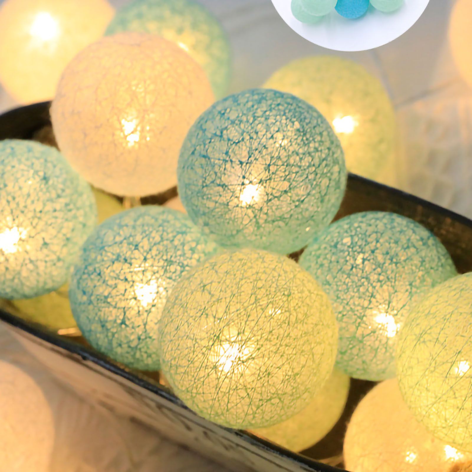 Coloured Lights LED Plastic Ball Christmas New Year Flashing String Light for view 3