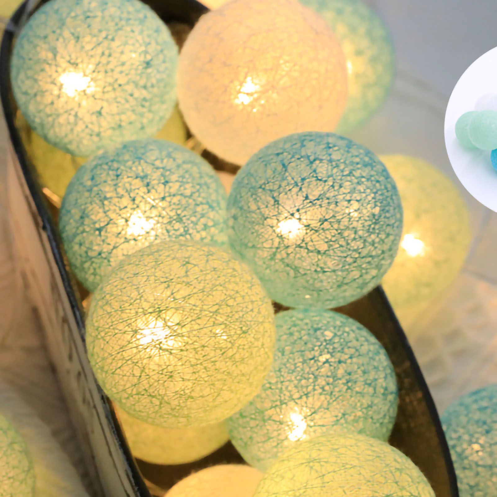 Coloured Lights LED Plastic Ball Christmas New Year Flashing String Light for view 4