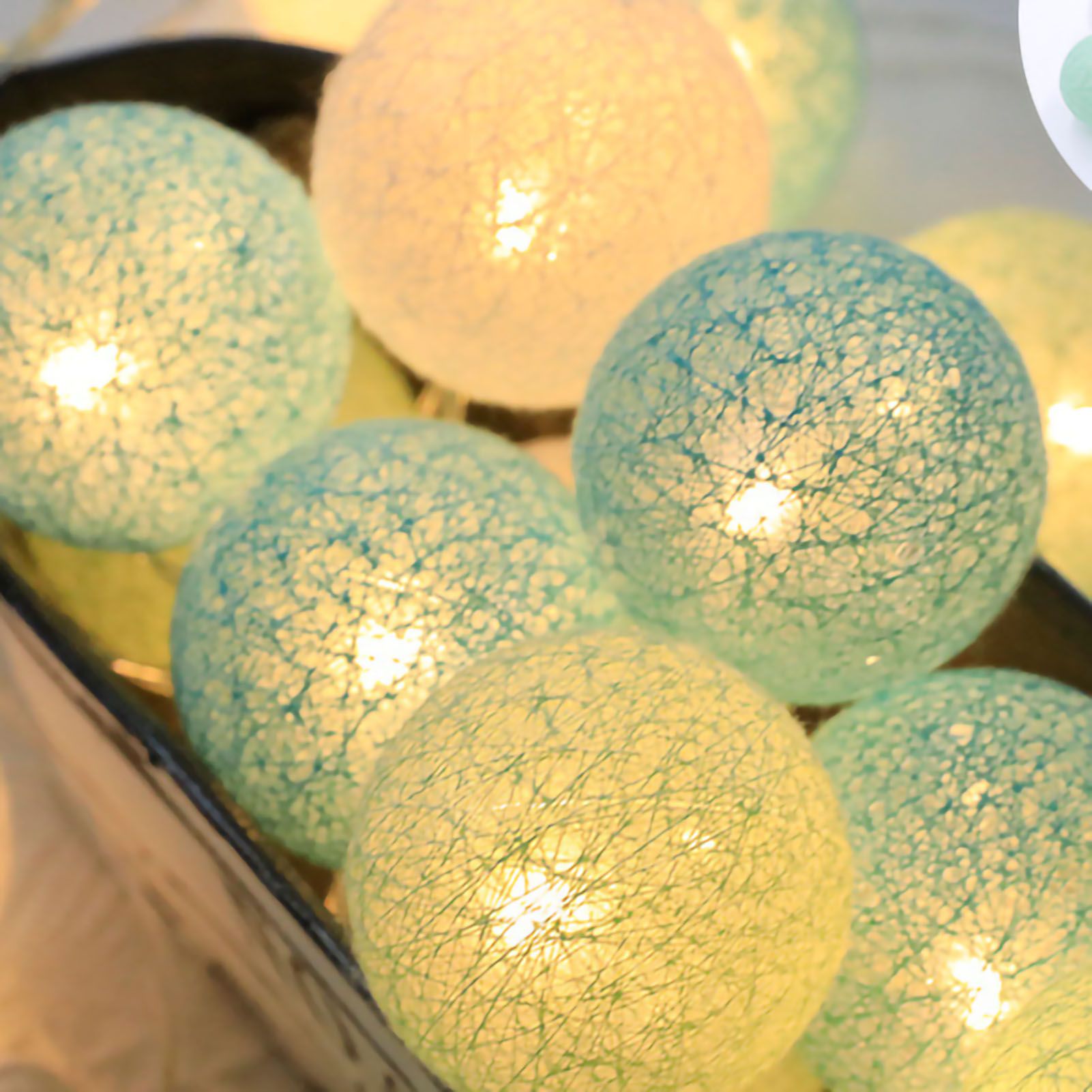 Coloured Lights LED Plastic Ball Christmas New Year Flashing String Light for view 5
