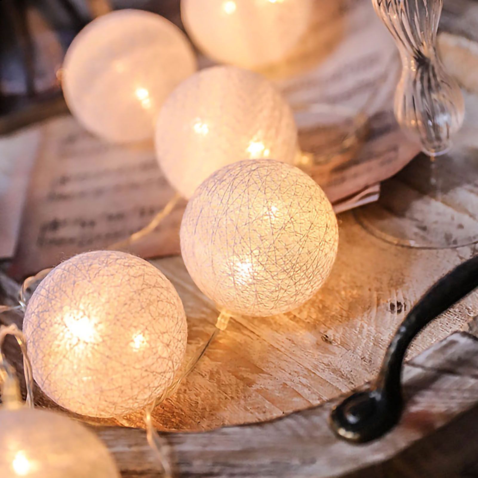 Coloured Lights LED Plastic Ball Christmas New Year Flashing String Light for view 3