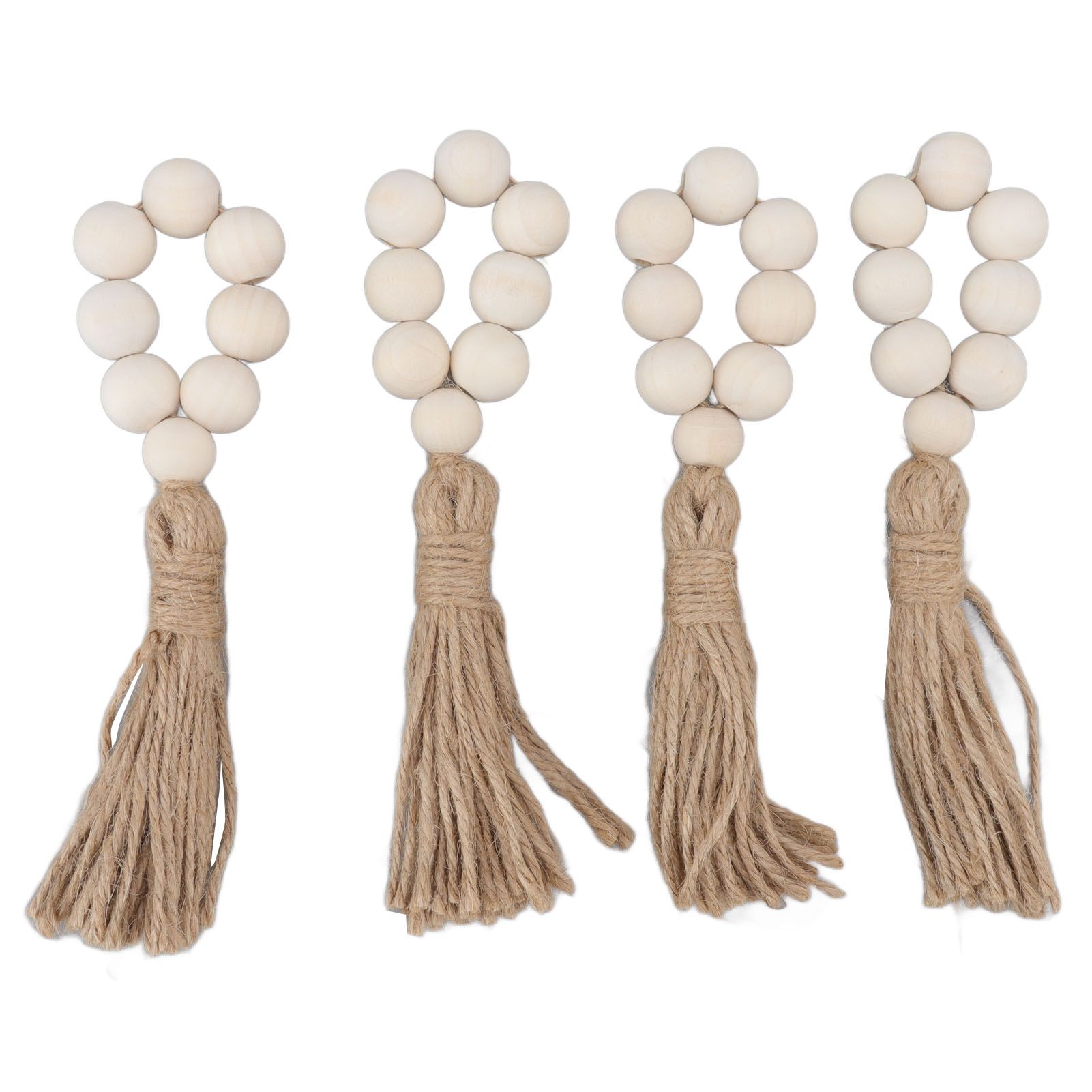 Napkin Ring Decorative Elegant Wood Beads Table Napkin Holder with Tassels for