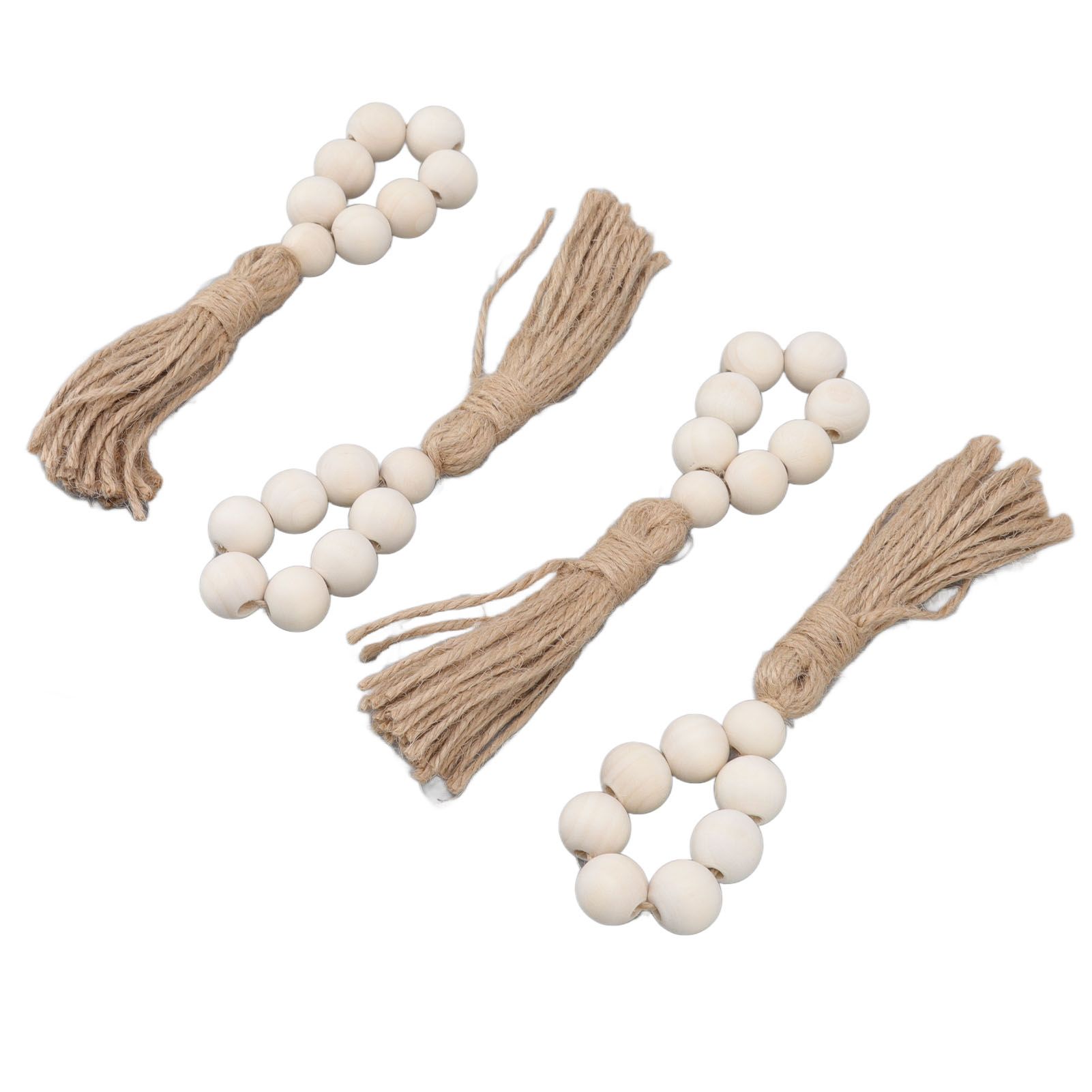 Napkin Ring Decorative Elegant Wood Beads Table Napkin Holder with Tassels for view 2