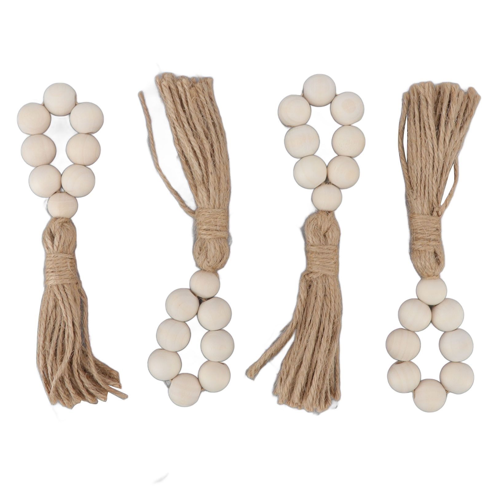 Napkin Ring Decorative Elegant Wood Beads Table Napkin Holder with Tassels for view 3