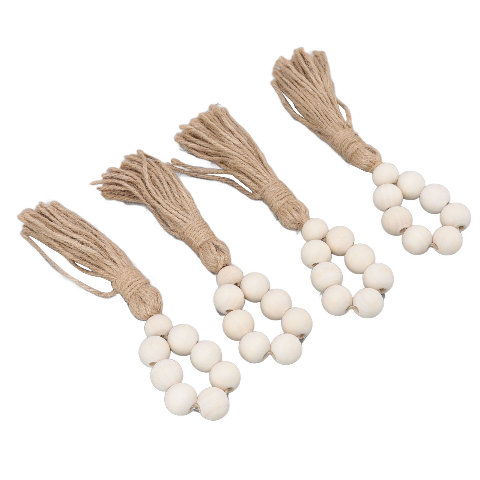 Napkin Ring Decorative Elegant Wood Beads Table Napkin Holder with Tassels for view 4