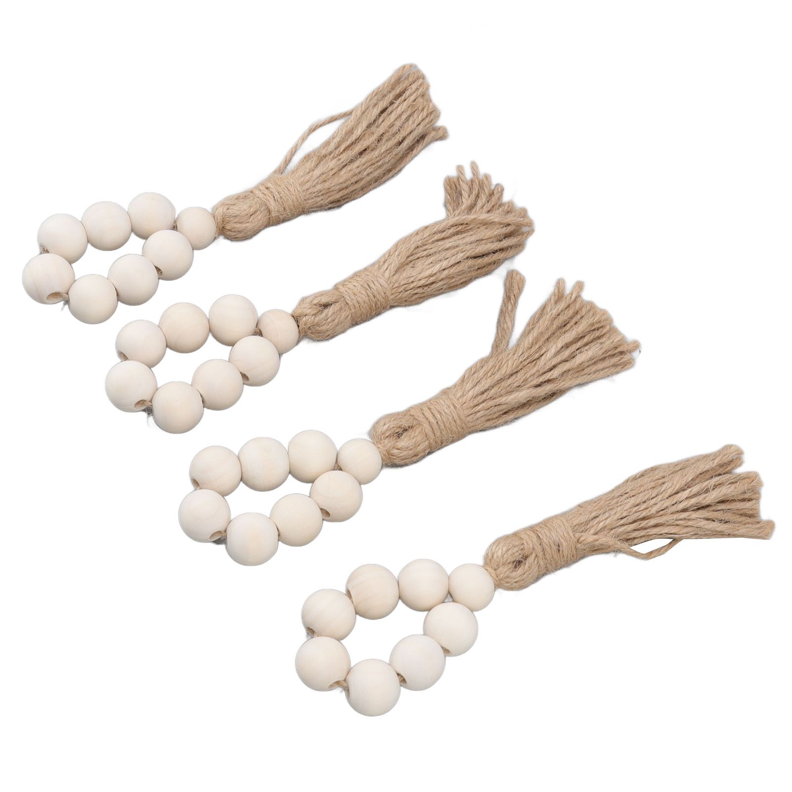 Napkin Ring Decorative Elegant Wood Beads Table Napkin Holder with Tassels for view 5