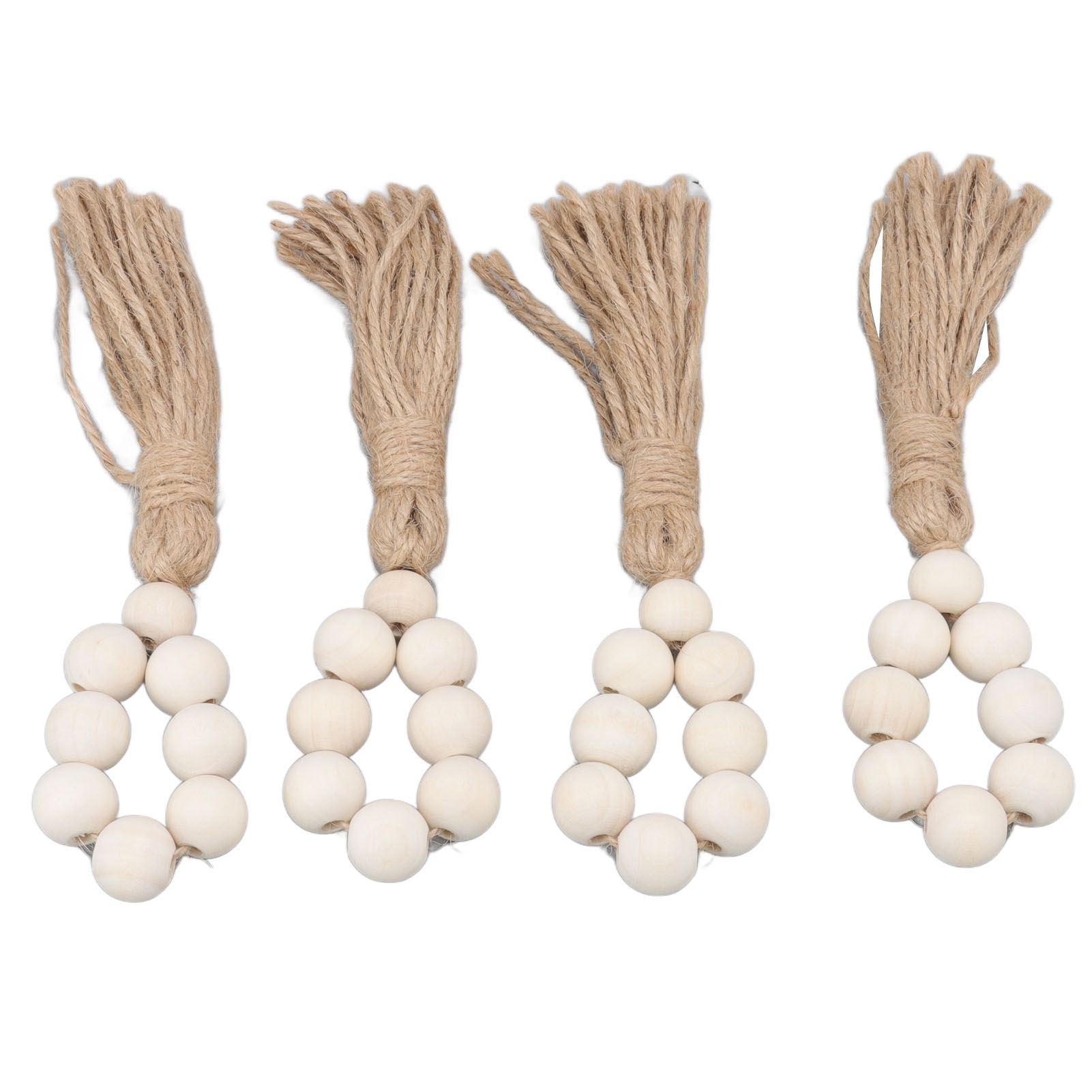 Napkin Ring Decorative Elegant Wood Beads Table Napkin Holder with Tassels for view 6