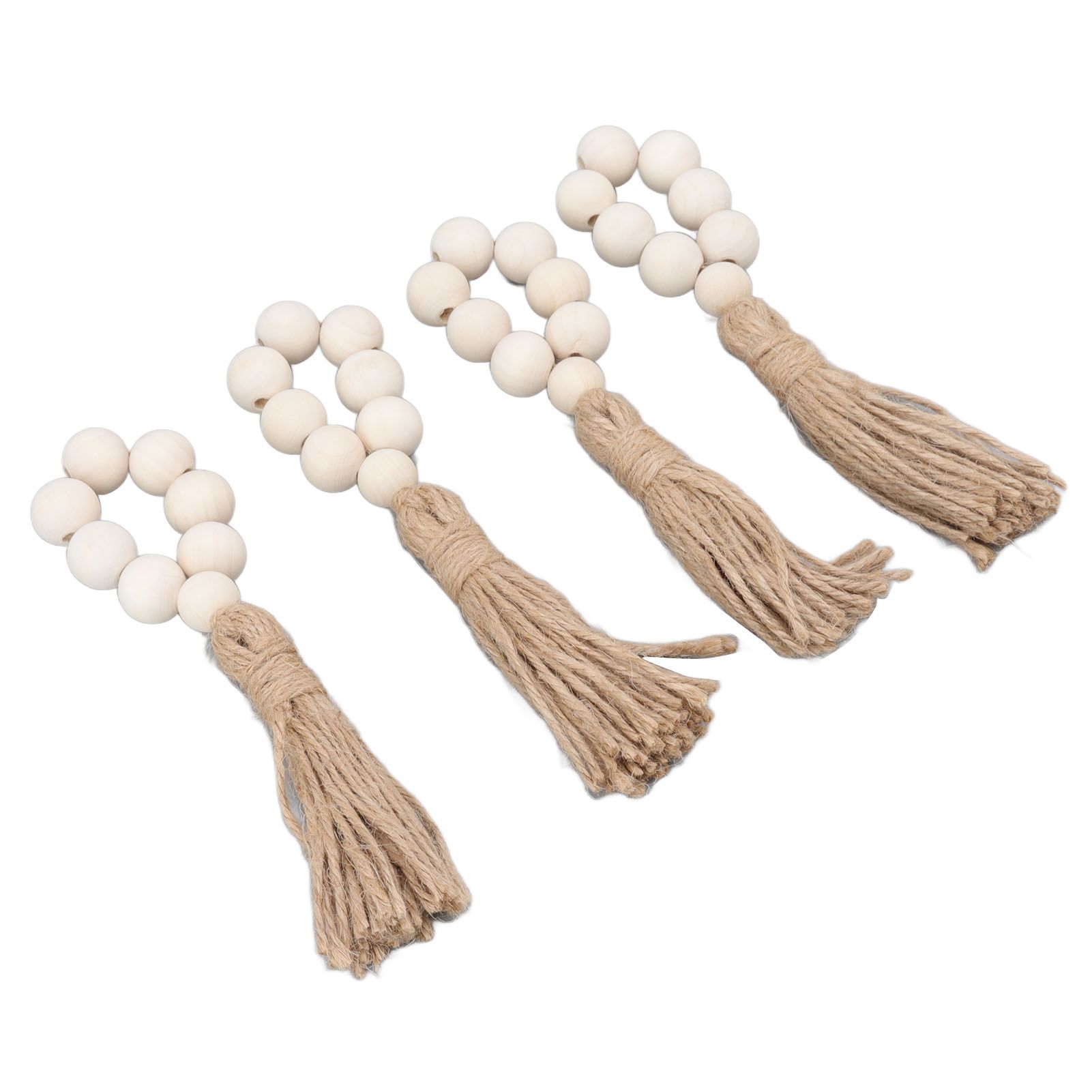Napkin Ring Decorative Elegant Wood Beads Table Napkin Holder with Tassels for view 7