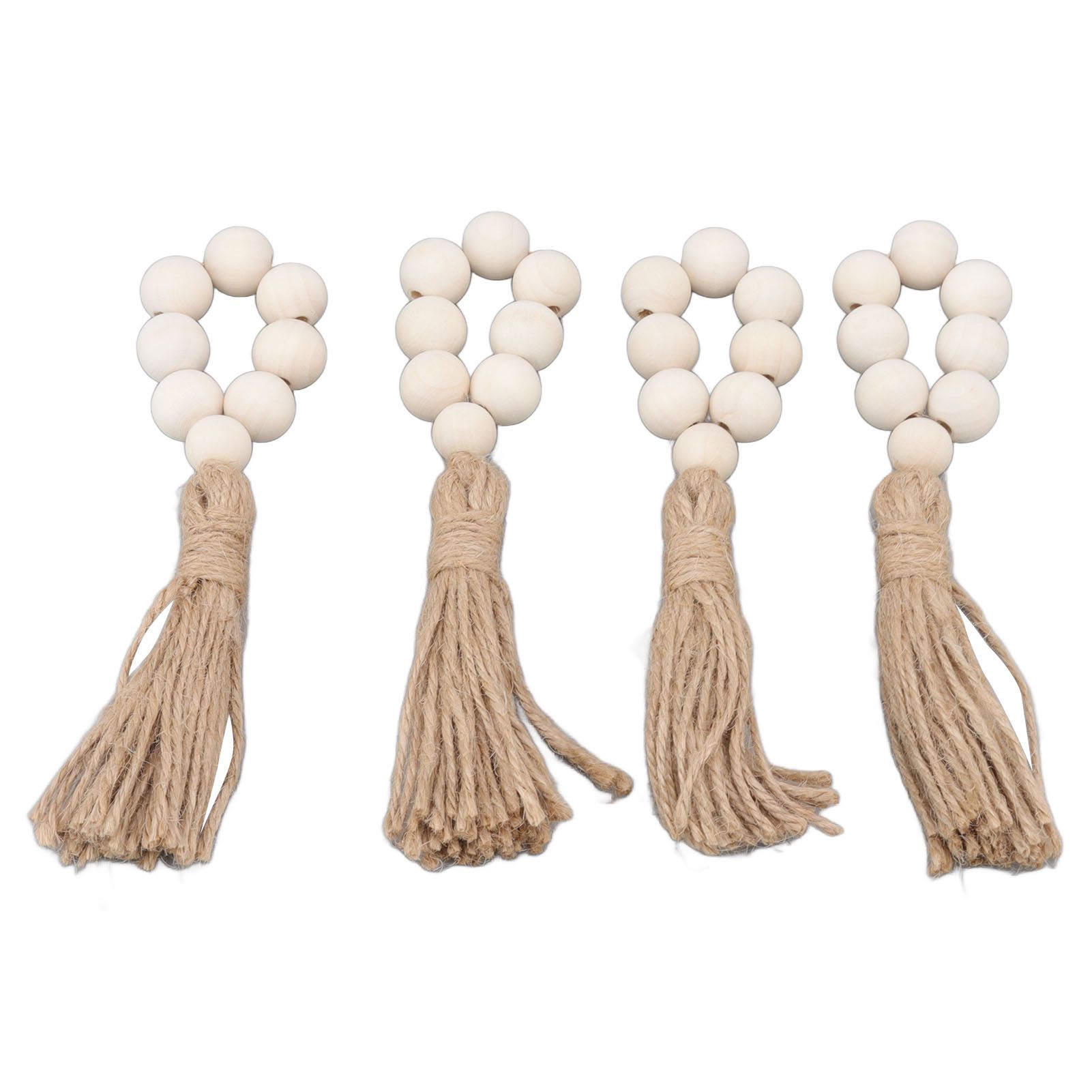 Napkin Ring Decorative Elegant Wood Beads Table Napkin Holder with Tassels for view 8