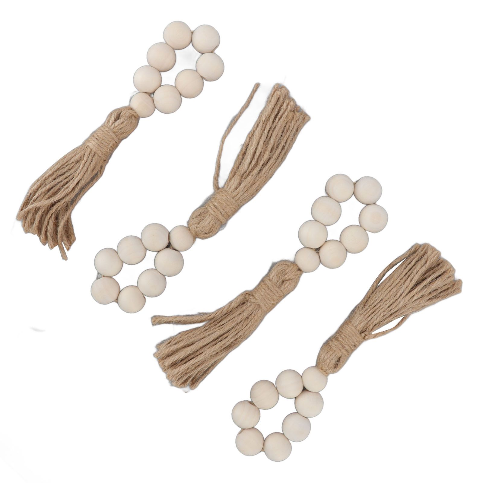 Napkin Ring Decorative Elegant Wood Beads Table Napkin Holder with Tassels for view 10