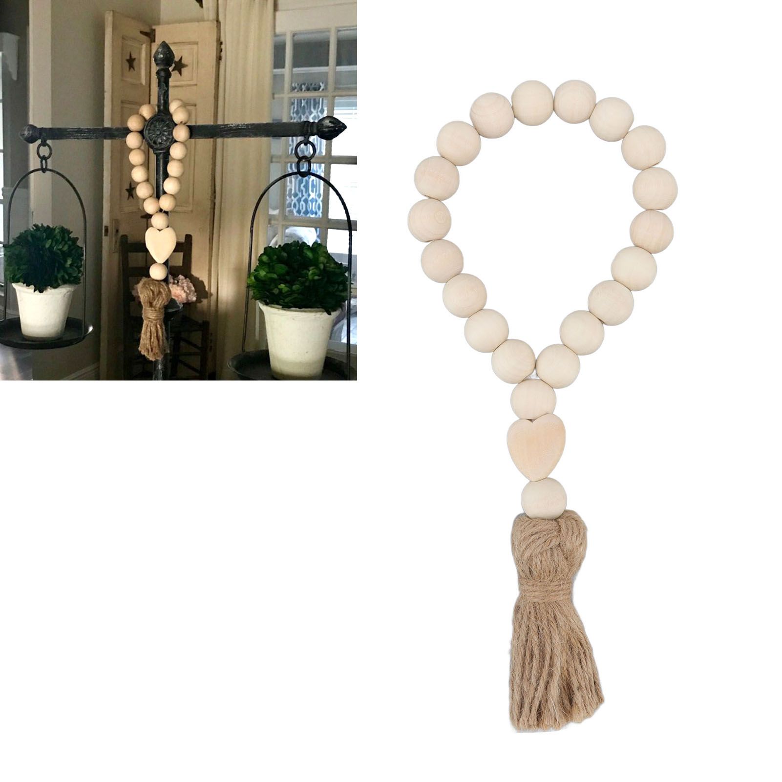 Farmhouse Beads Natural Hand Made DIY Multipurpose Wood Beads Garland with view 11