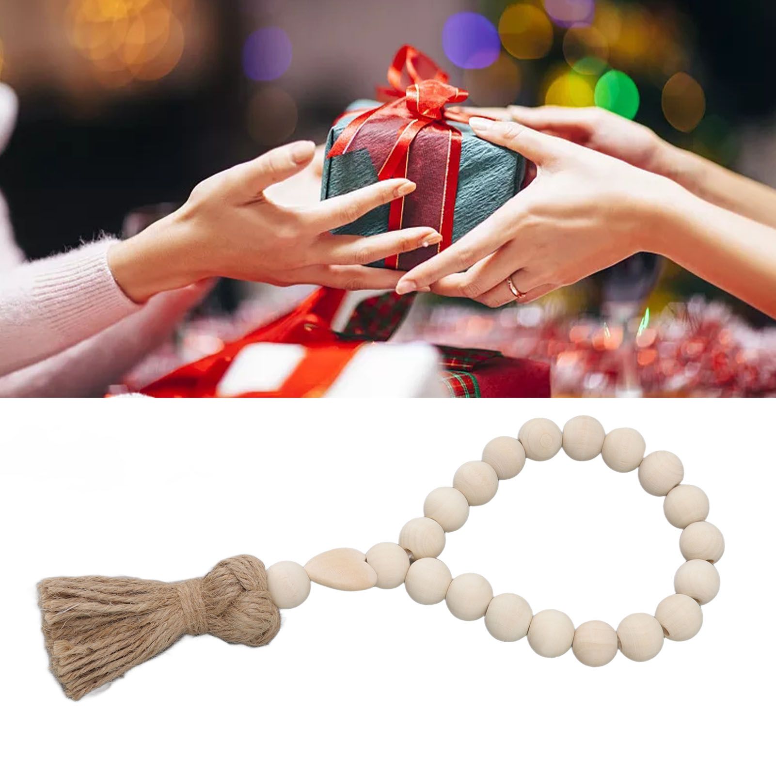 Farmhouse Beads Natural Hand Made DIY Multipurpose Wood Beads Garland with view 12