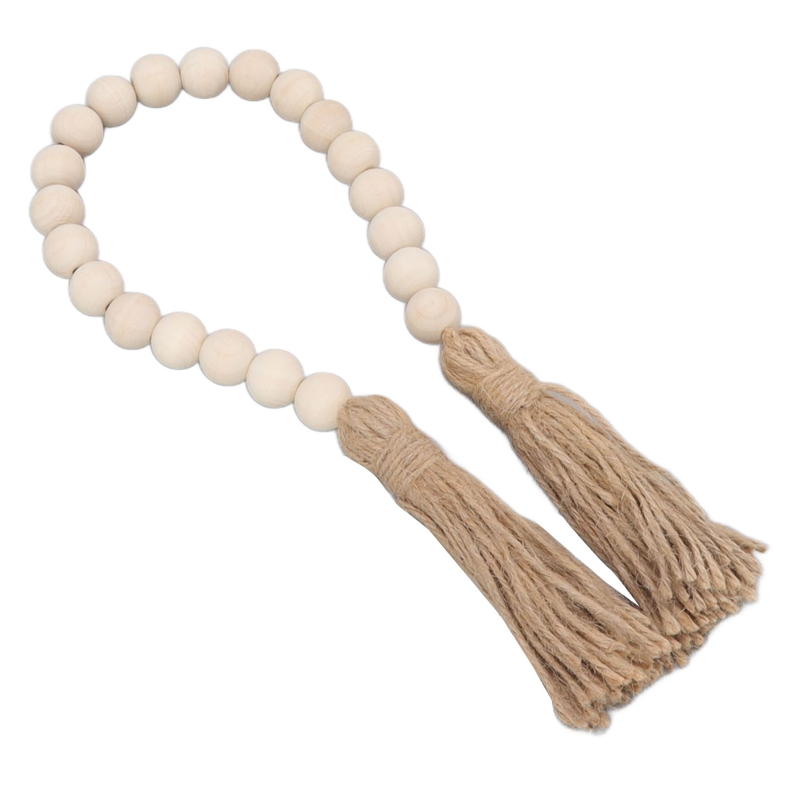 Natural Wood Bead Garland Hand Made Wall Hanging Bead Decoration with Tassels view 5