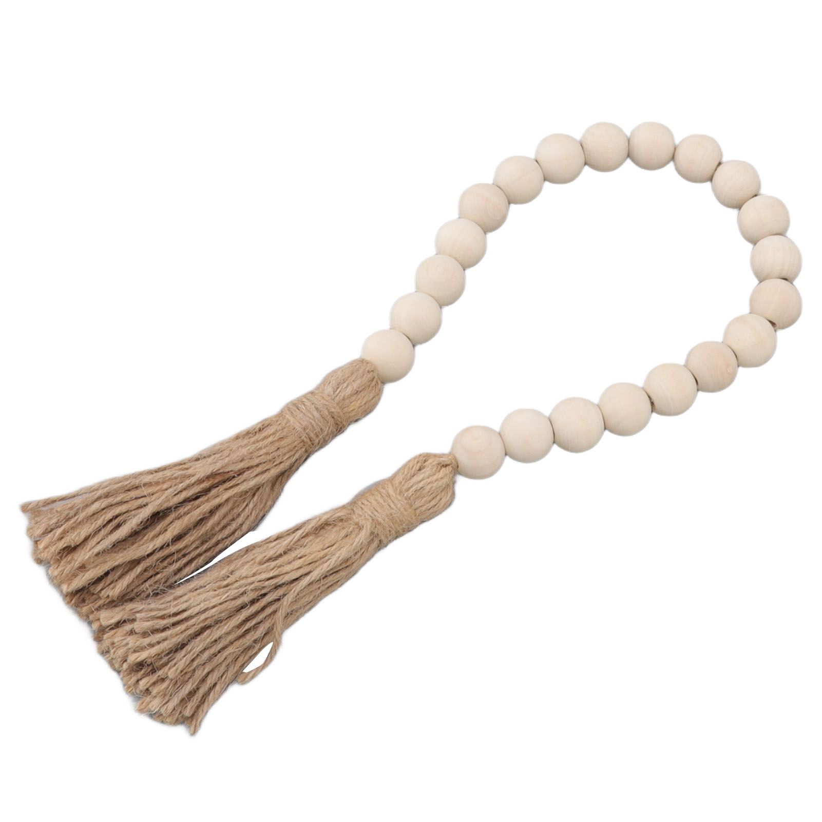 Natural Wood Bead Garland Hand Made Wall Hanging Bead Decoration with Tassels view 6