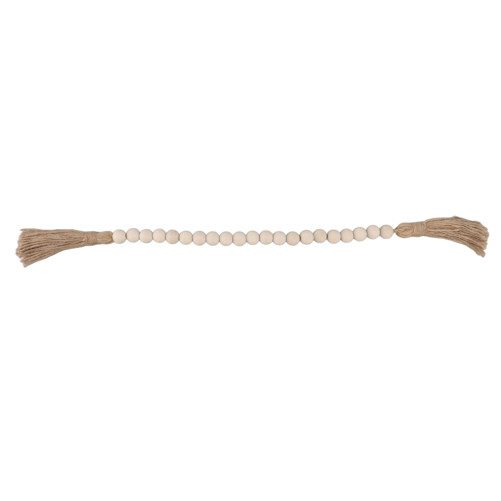 Natural Wood Bead Garland Hand Made Wall Hanging Bead Decoration with Tassels view 7