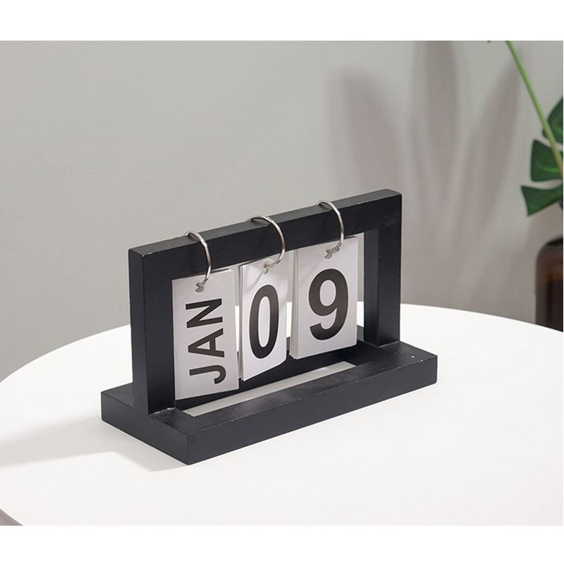 Wooden Desk Calendar Flip Chart Page Turning Calendar Reusable Home Calendar