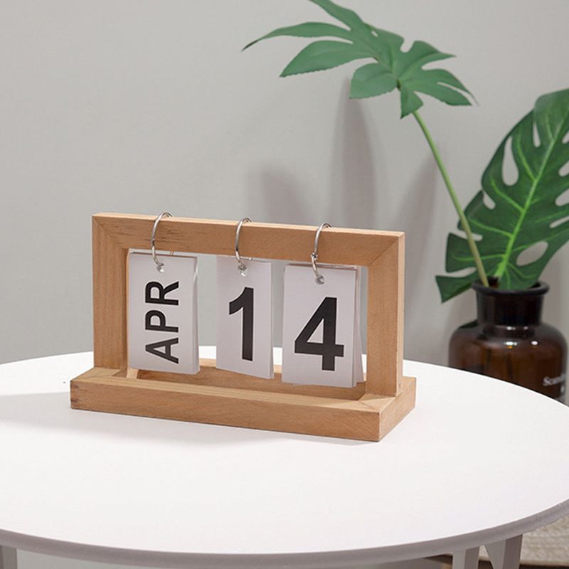 Wooden Desk Calendar Flip Chart Page Turning Calendar Reusable Home Calendar