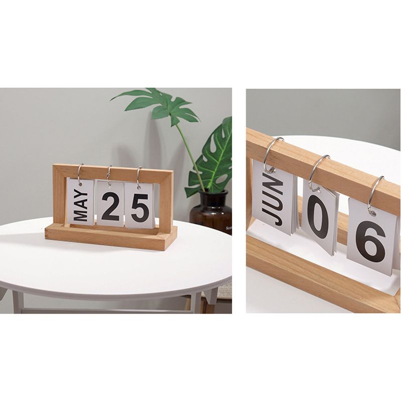 Wooden Desk Calendar Flip Chart Page Turning Calendar Reusable Home Calendar view 5