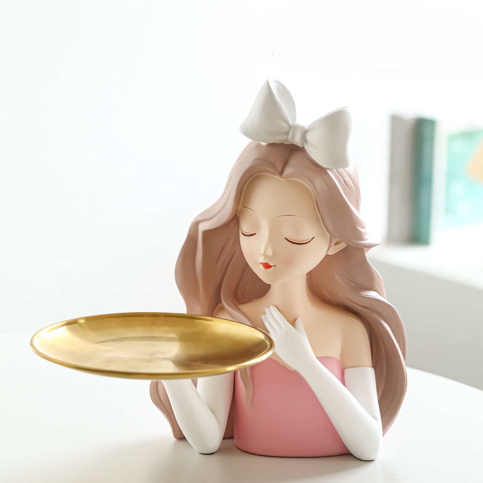 Entrance Storage Decoration Girl Sculptures Porch Decor Tray for Living Study view 2
