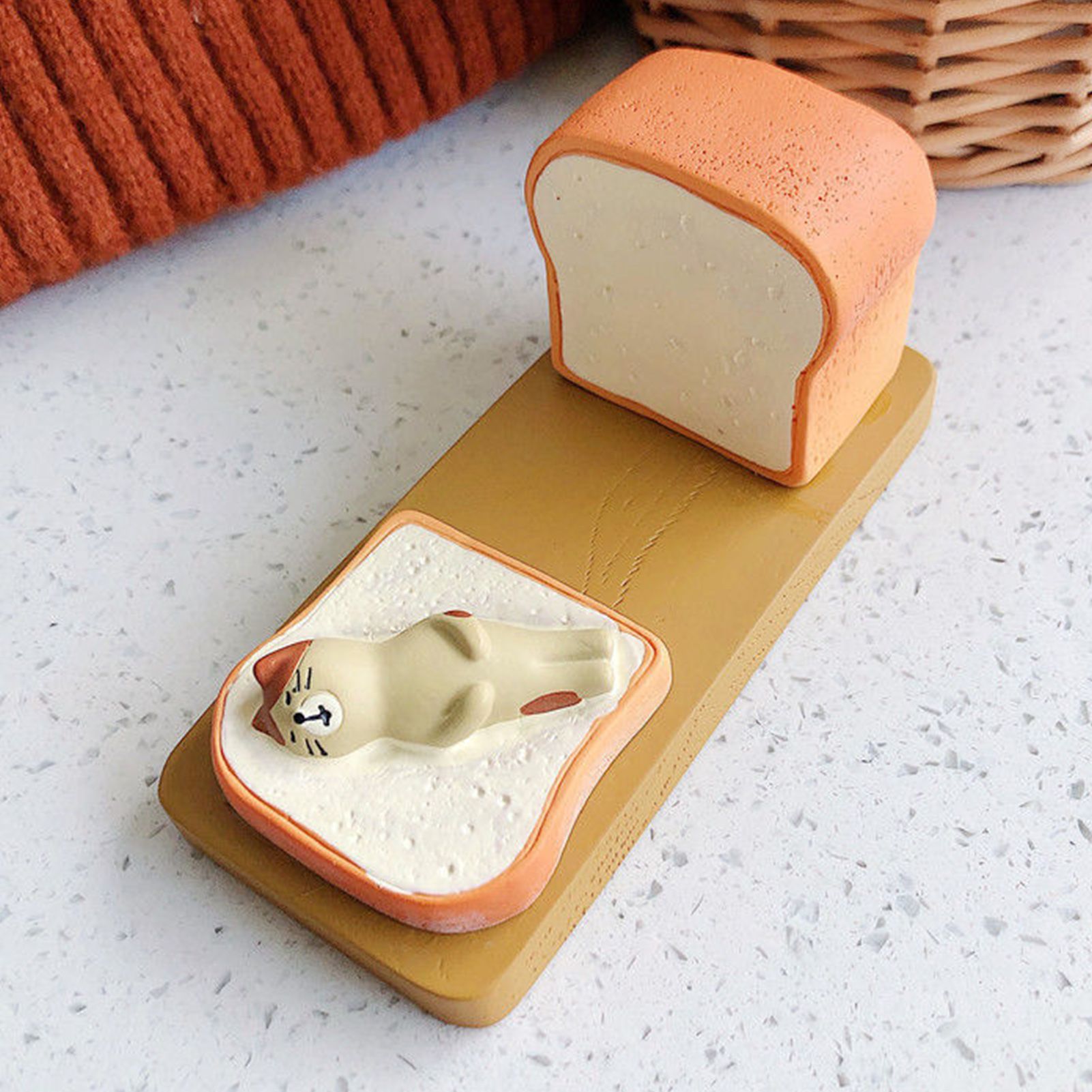 Toast Tablet Stand Holder Resin Cute Fun Desktop Cell Phone Stand Holder for view 2