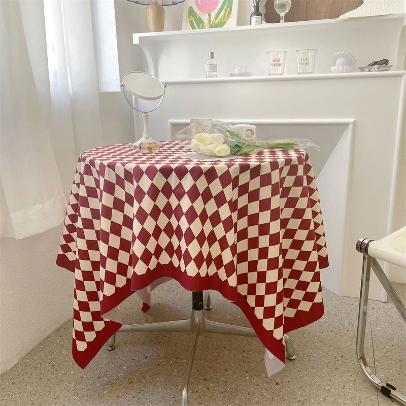 Checkerboard Tablecloth Vintage Grid Simple Practical Table Cover for view 2