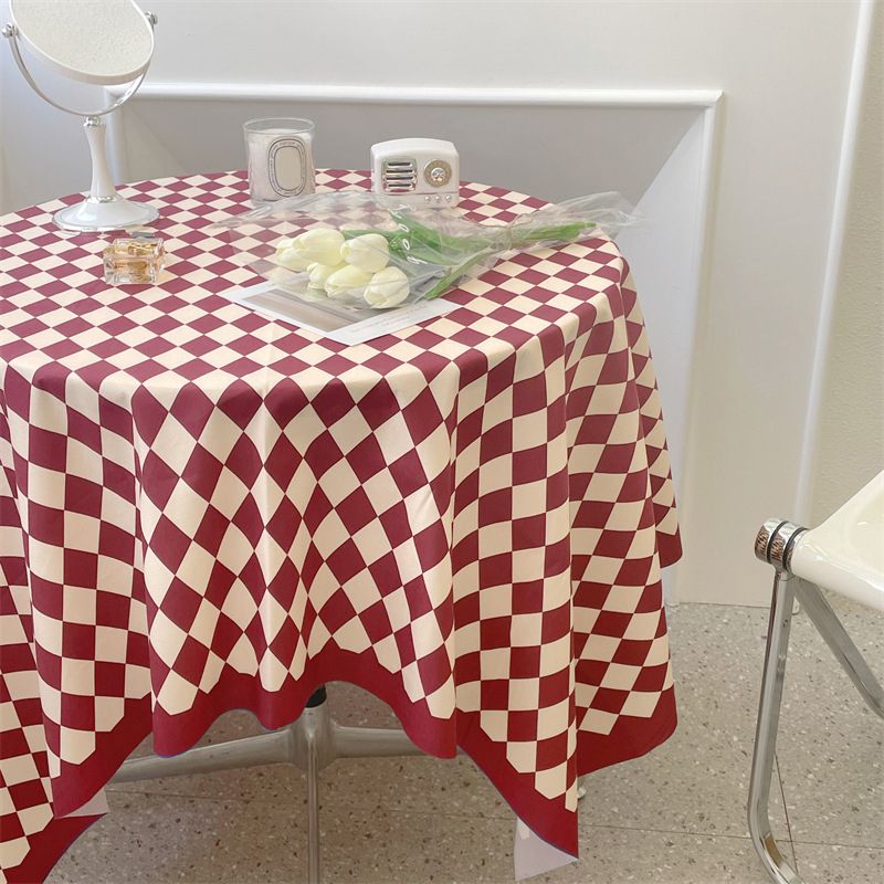 Checkerboard Tablecloth Vintage Grid Simple Practical Table Cover for view 3