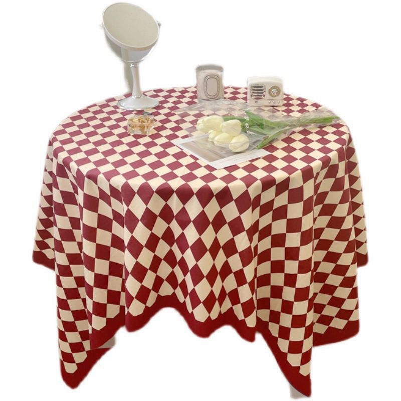 Checkerboard Tablecloth Vintage Grid Simple Practical Table Cover for view 4