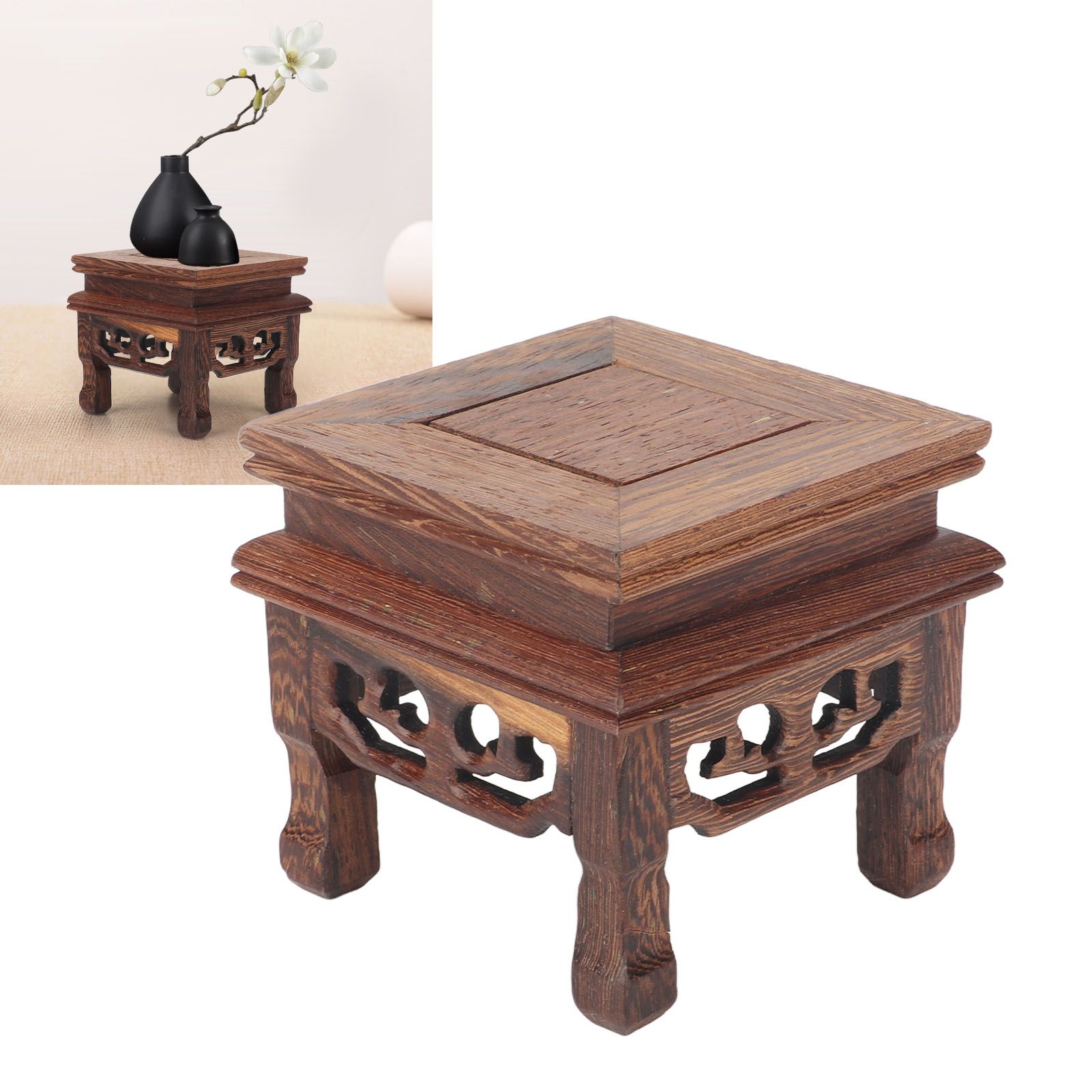 Wooden Display Stand Squared Stable Retro Style Durable Wood Widely Used view 11