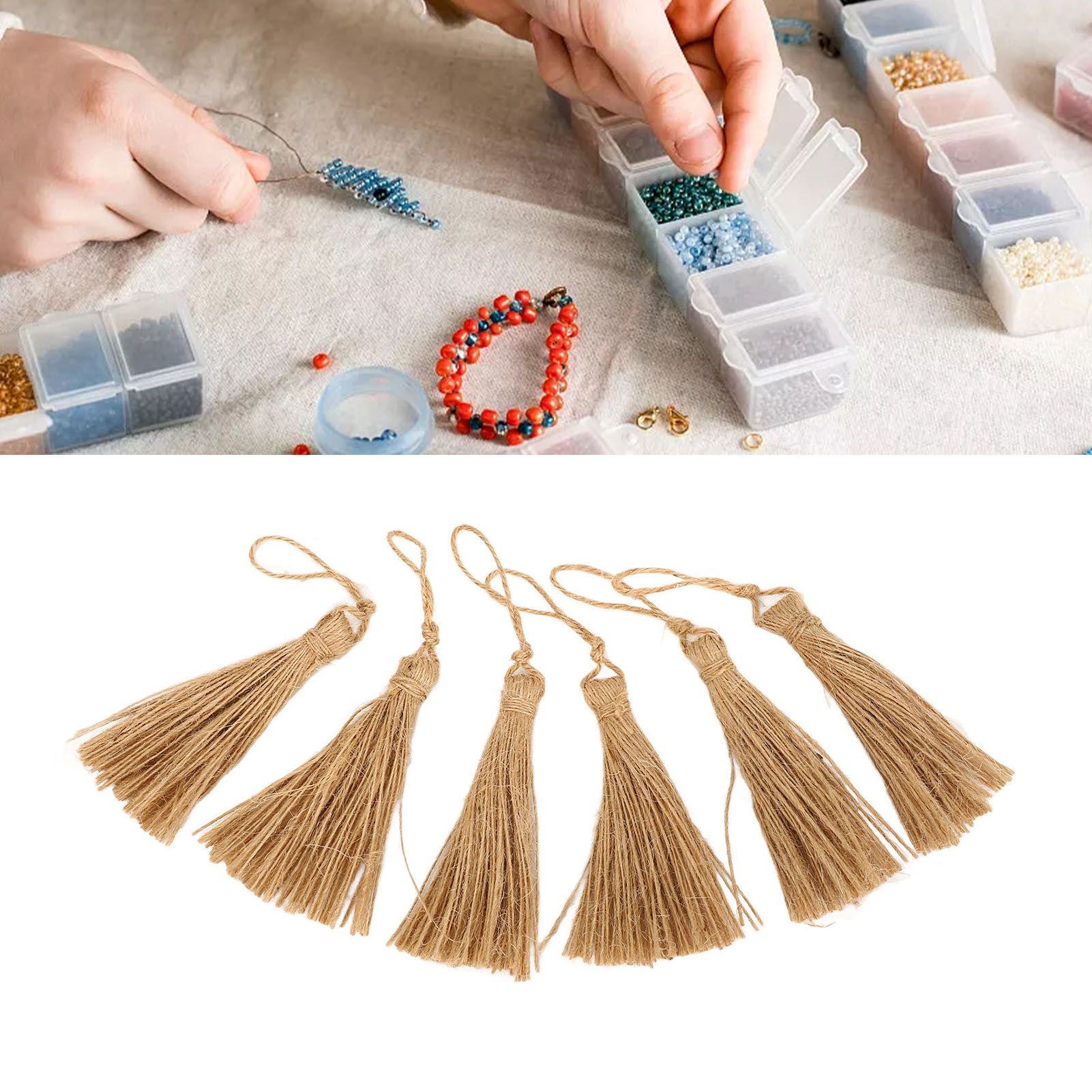 6Pcs Natural Jute Tassels Simple Rustic Style Natural Jute Widely Used view 11