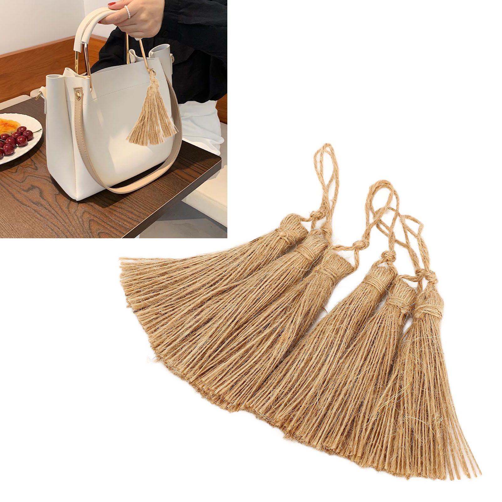 6Pcs Natural Jute Tassels Simple Rustic Style Natural Jute Widely Used view 12
