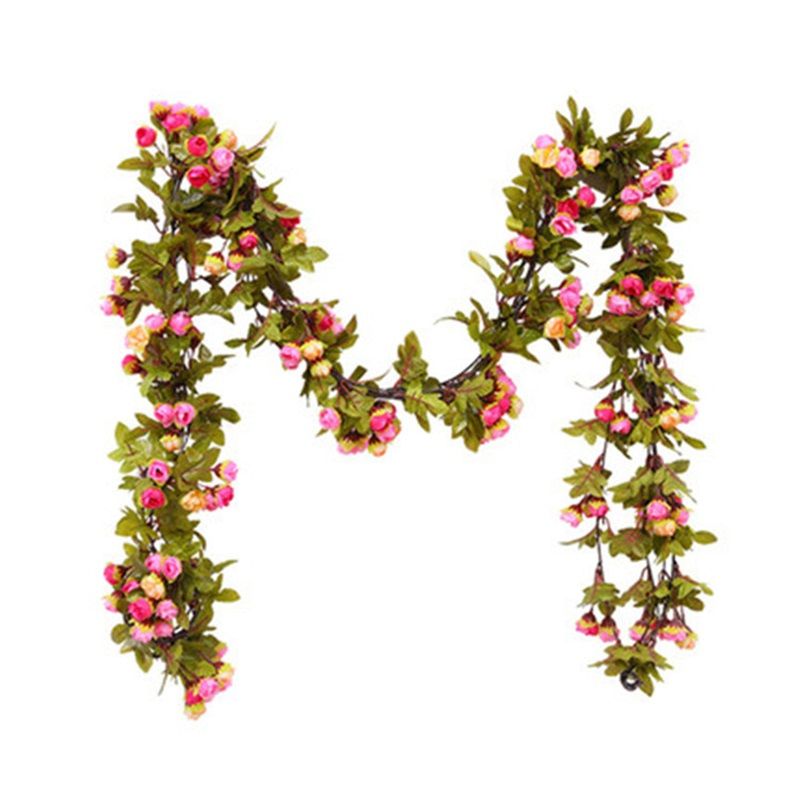 Artificial Roses Foliage Garland Hanging Guide Plastic Flower Vine Suspended — image 1