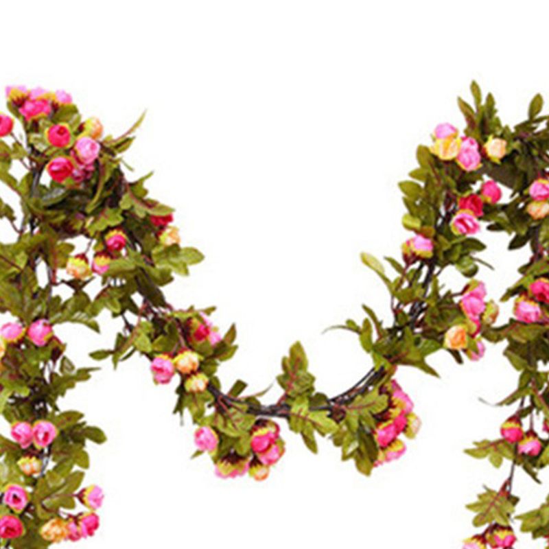 Artificial Roses Foliage Garland Hanging Guide Plastic Flower Vine Suspended view 3