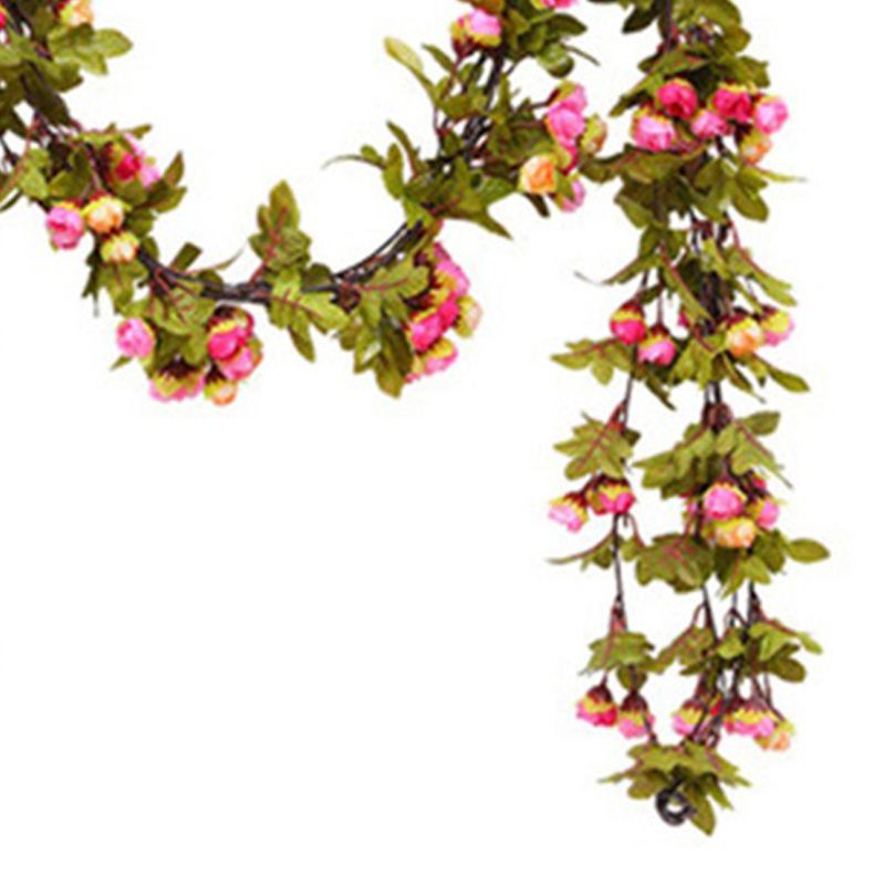 Artificial Roses Foliage Garland Hanging Guide Plastic Flower Vine Suspended view 5