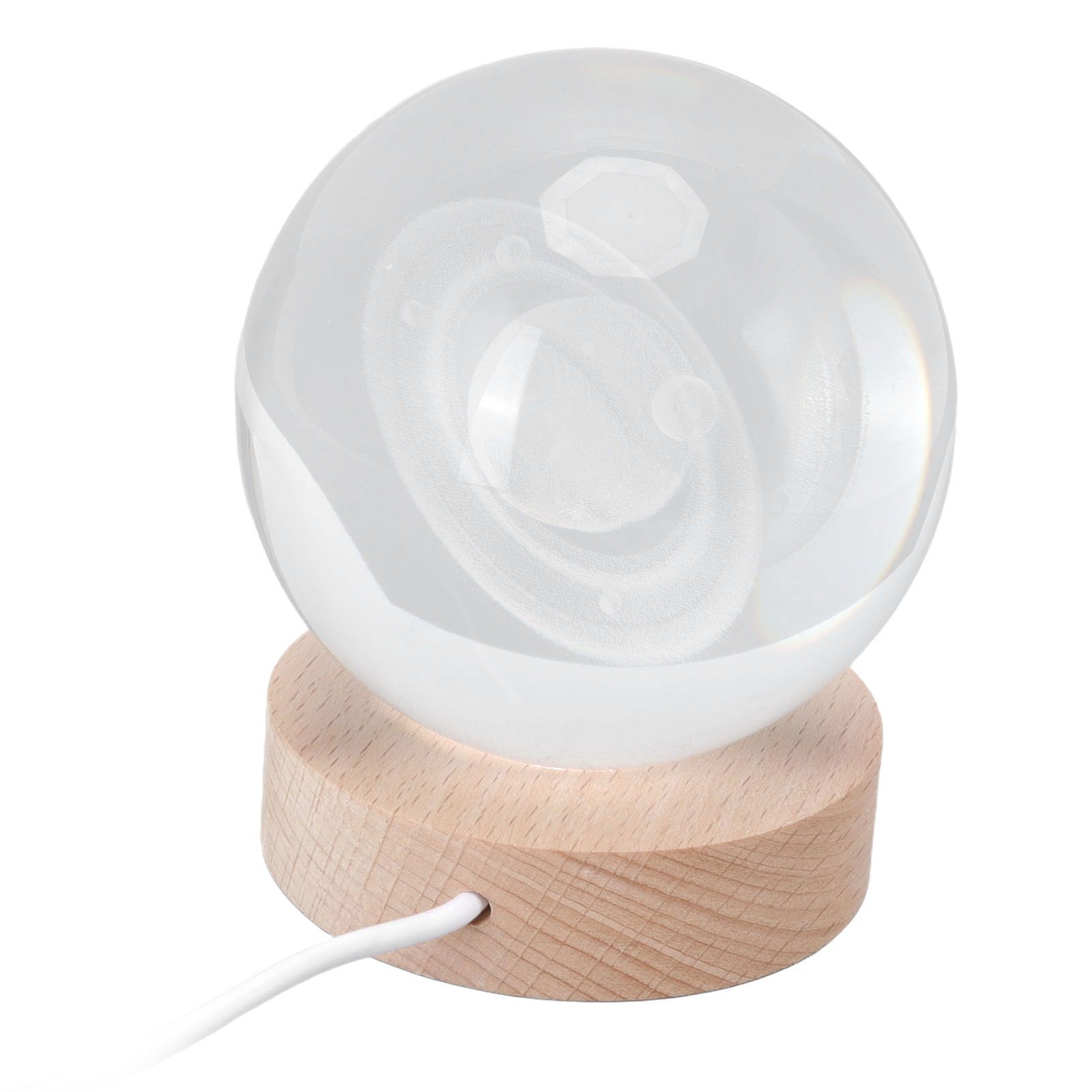 3D Saturn Night Lamp Crystal Ball Night Light LED Wooden Inter Carving view 7