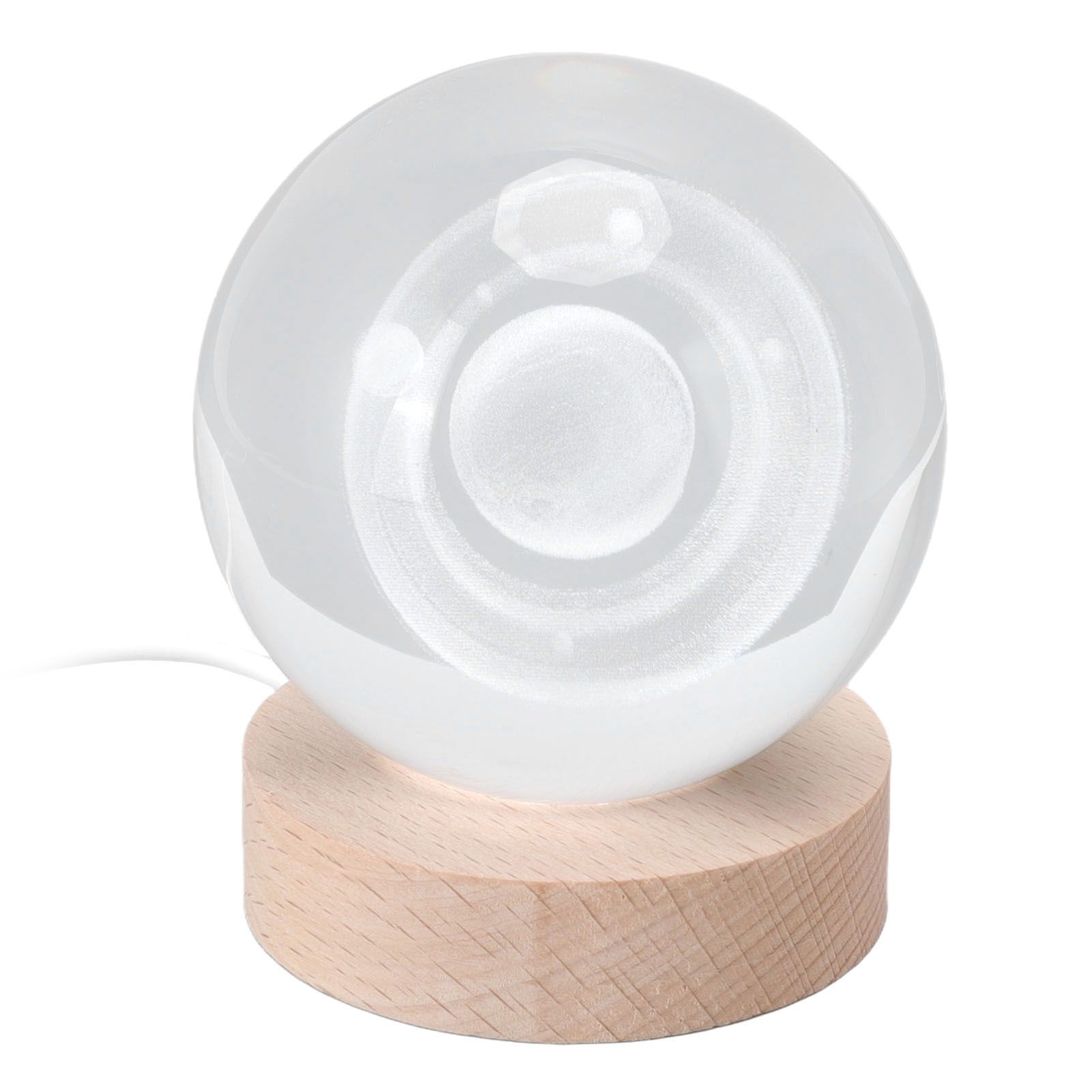 3D Saturn Night Lamp Crystal Ball Night Light LED Wooden Inter Carving view 3