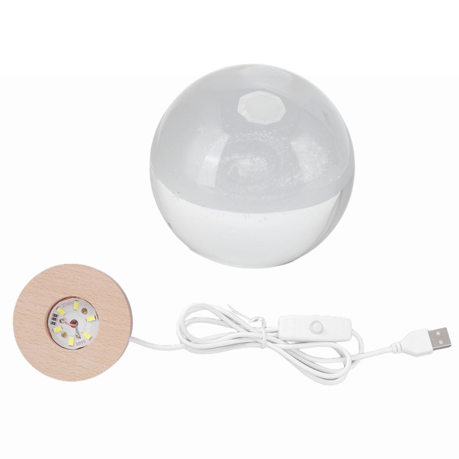 Crystal Ball Night Light Wired Button Switch Round 3D Decorative Crystal Ball view 8