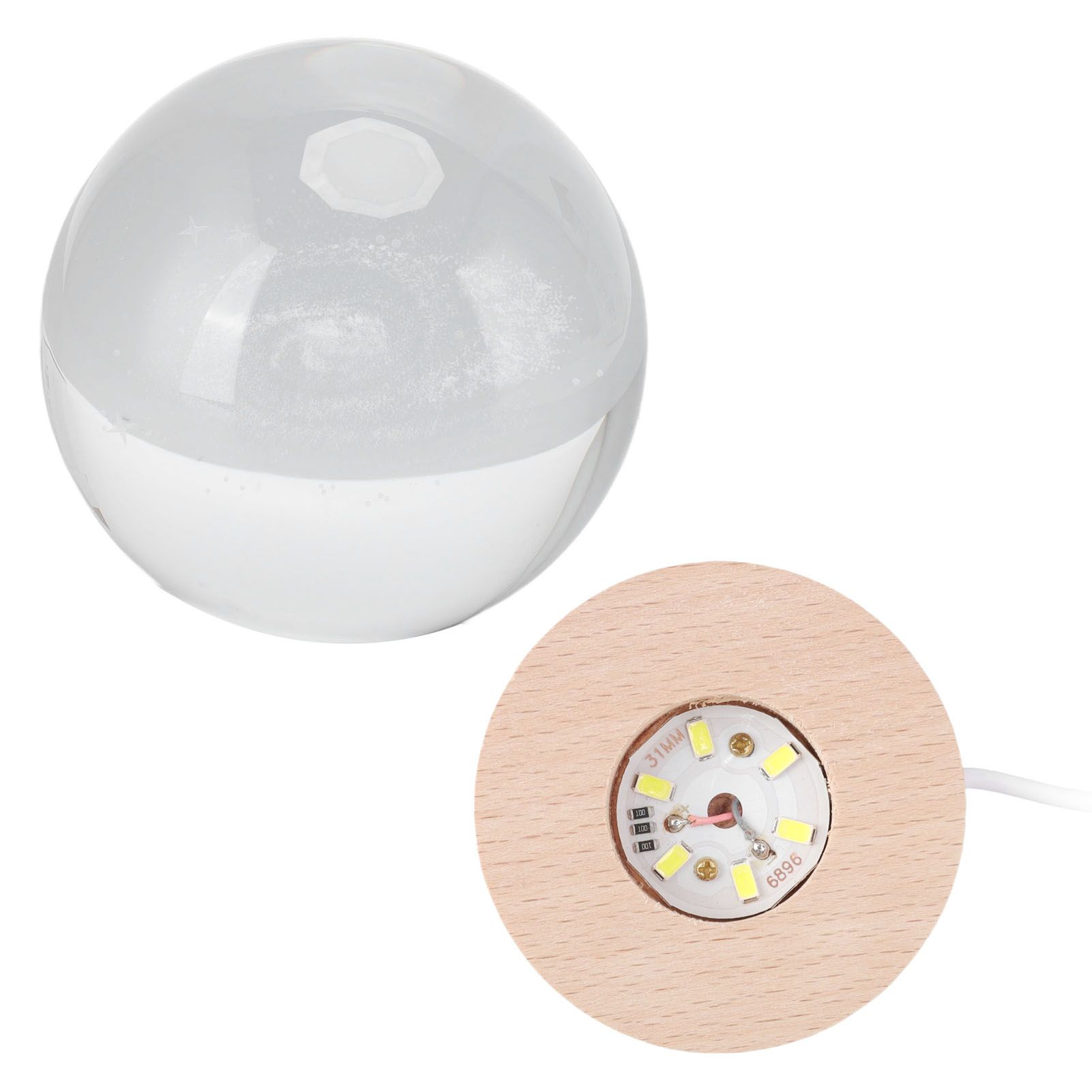 Crystal Ball Night Light Wired Button Switch Round 3D Decorative Crystal Ball view 10