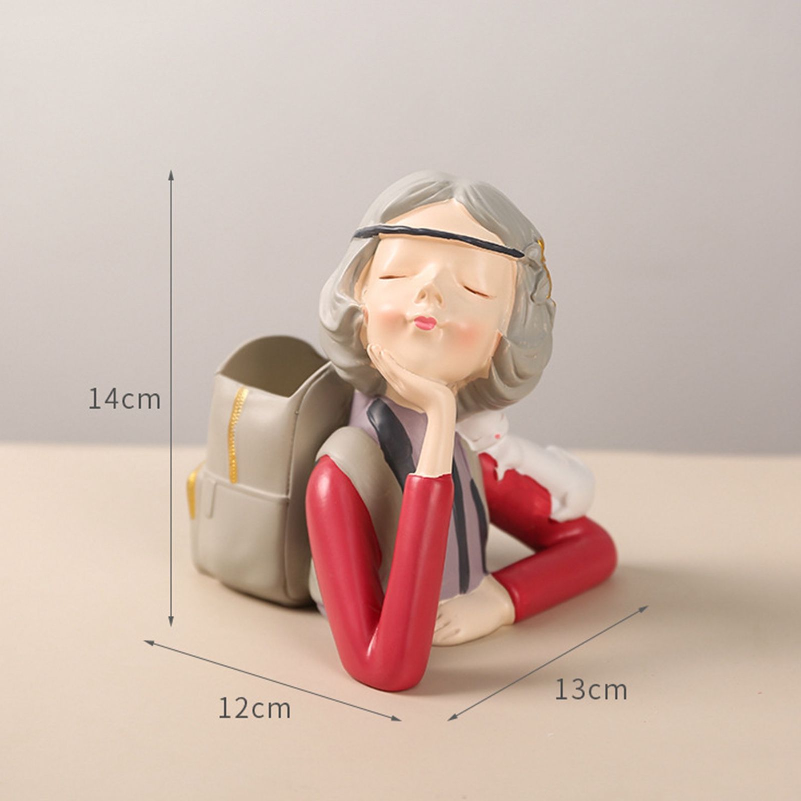Brush Pot Pen Holder Container Cute Girl Styling Desktop Decoration Ornaments view 3