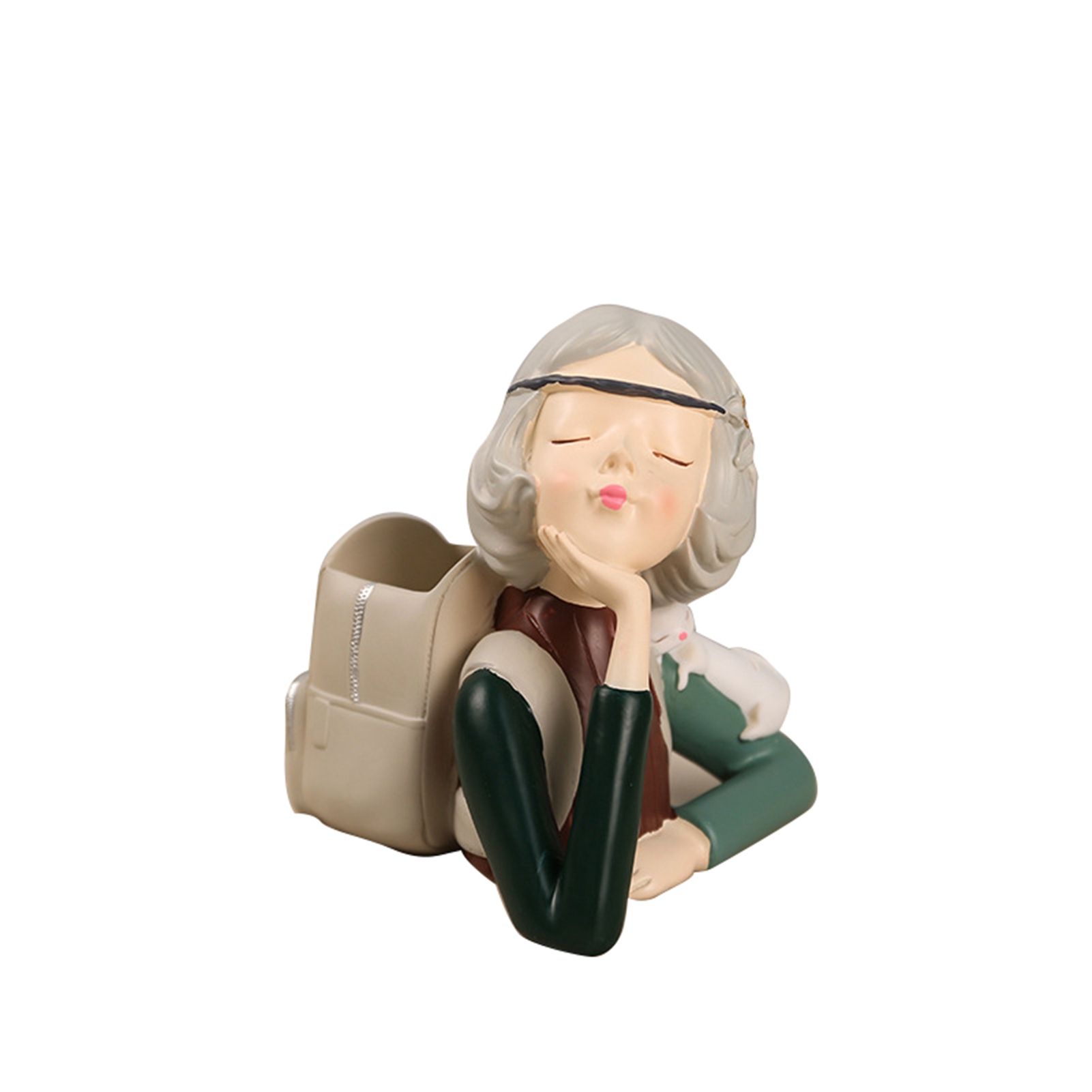 Brush Pot Pen Holder Container Cute Girl Styling Desktop Decoration Ornaments