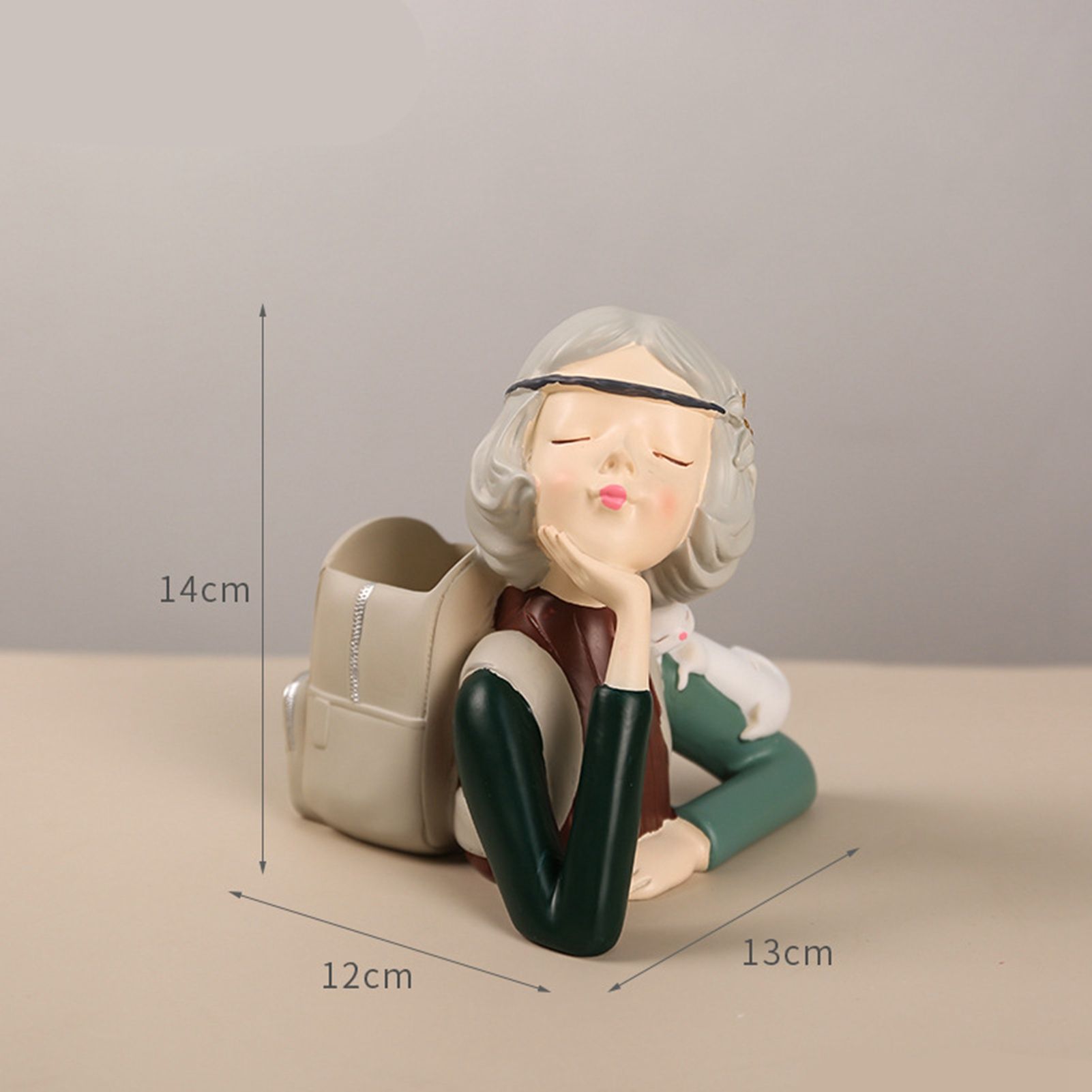 Brush Pot Pen Holder Container Cute Girl Styling Desktop Decoration Ornaments view 2