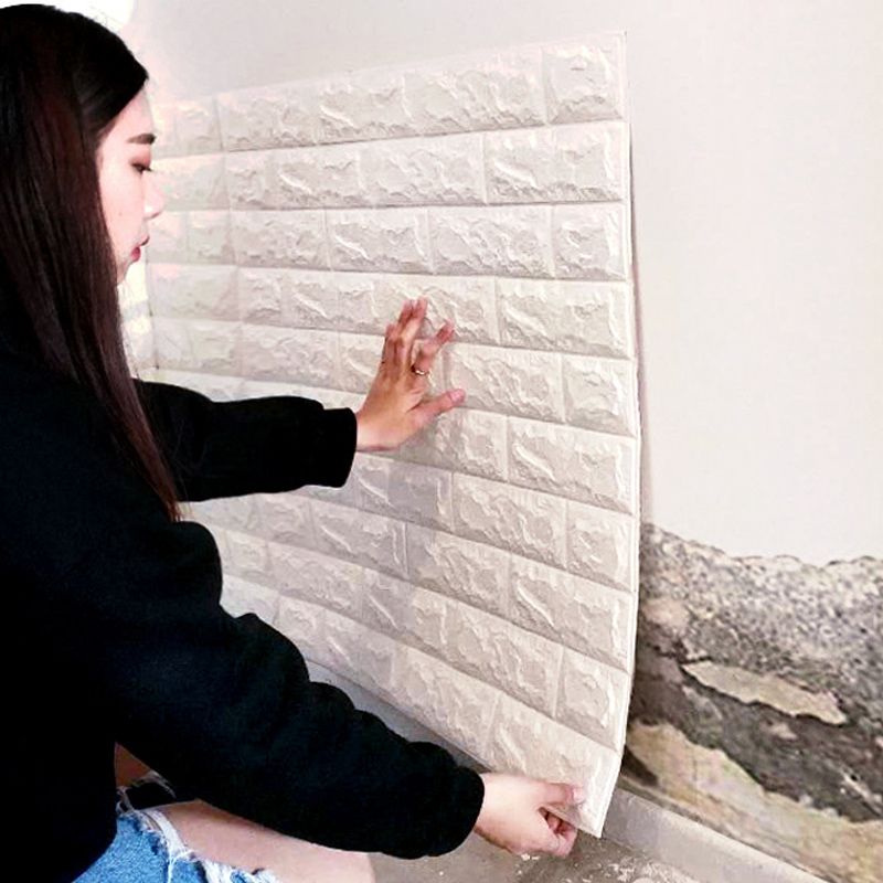 3D Brick Wall Stickers Self Adhesive Waterproof Prevent Collision DIY Faux view 9